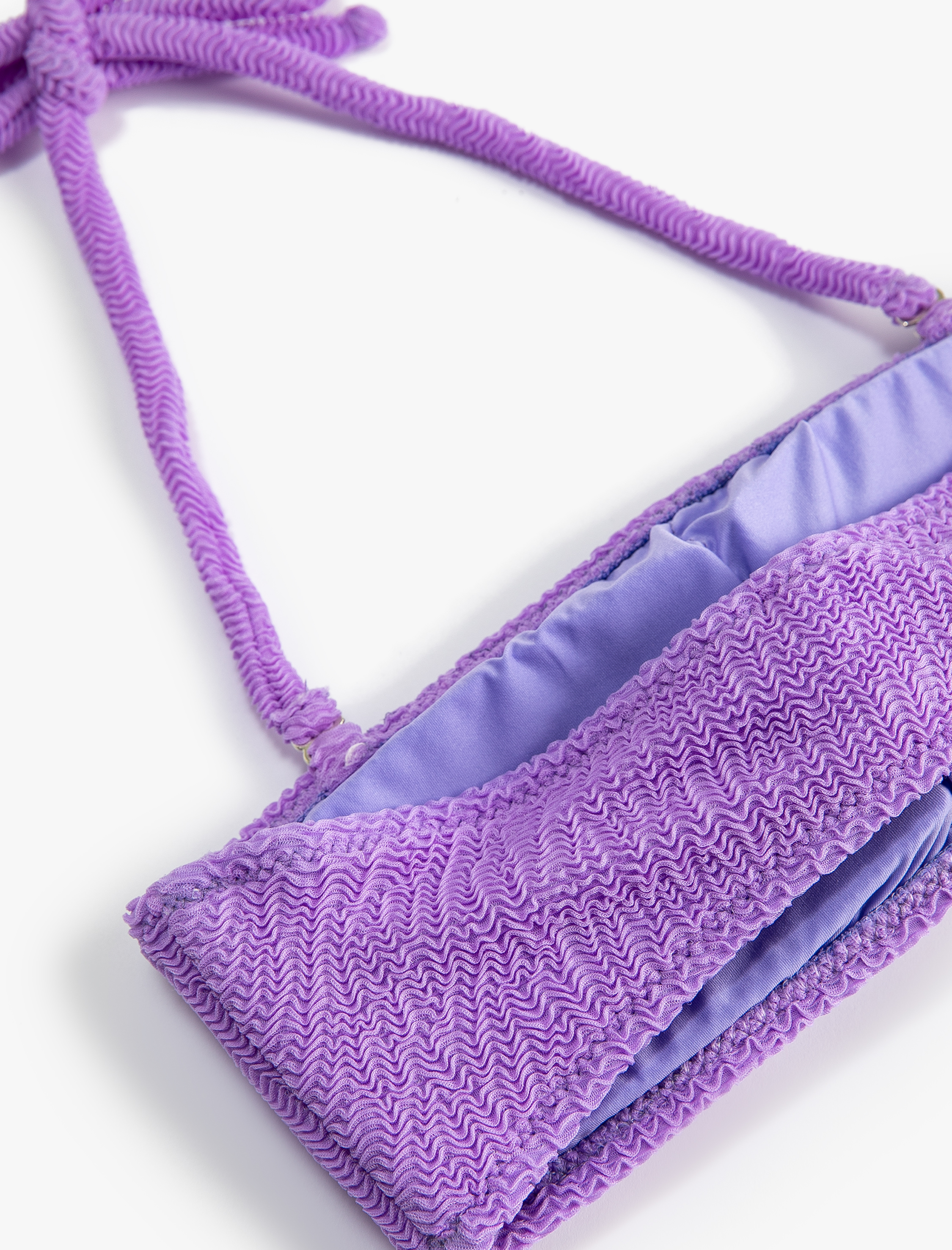   Straplez Bikini Üstü Boyundan Bağlamalı Dokulu