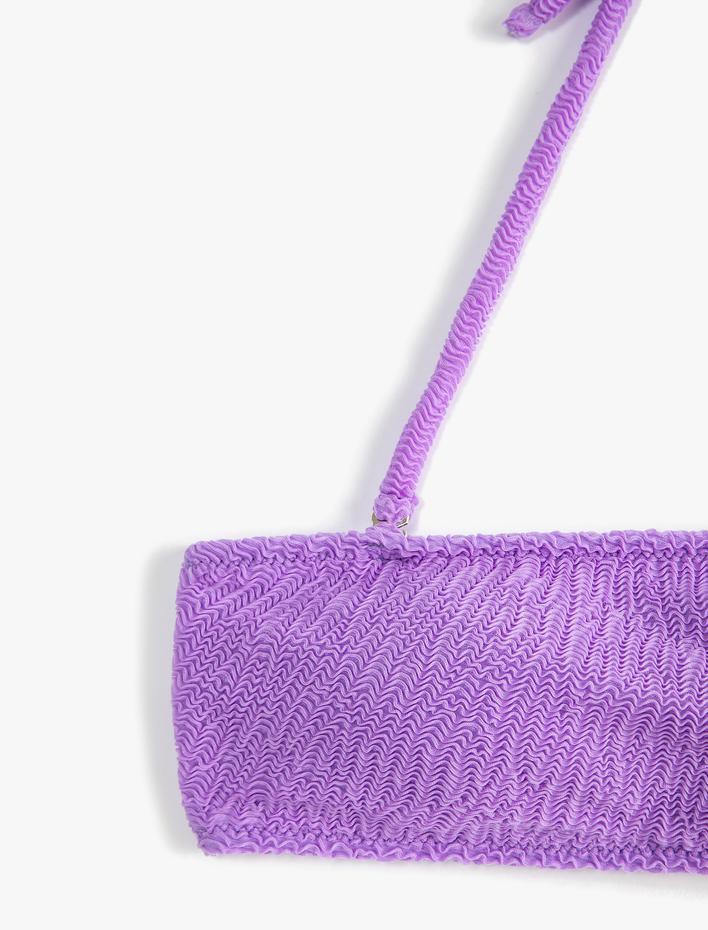  Straplez Bikini Üstü Boyundan Bağlamalı Dokulu