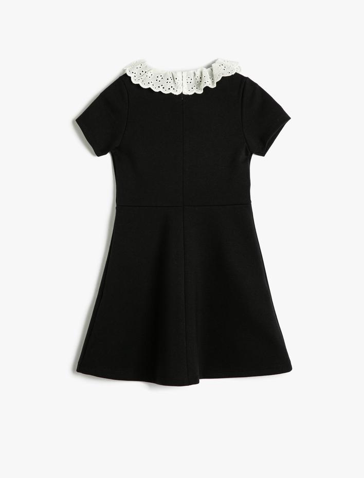 Kız Çocuk Basic Bebe Yaka Midi Elbise Kısa Kollu