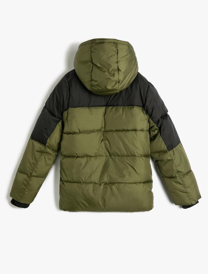 Erkek Çocuk Şişme Mont Kapüşonlu Peluş Astarlı Cepli