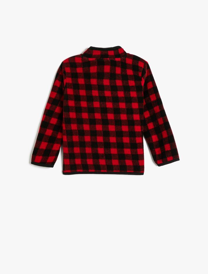 Erkek Bebek Polar Fermuarlı Hırka Dik Yaka Cepli