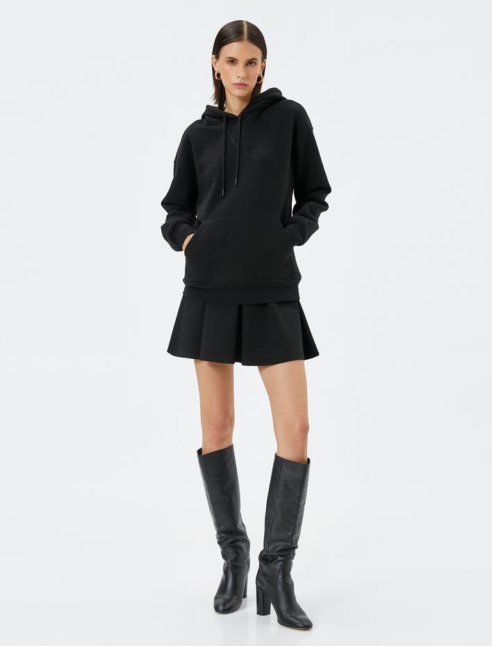  Kapüşonlu Sweatshirt Kanguru Cepli Uzun Kollu Basic