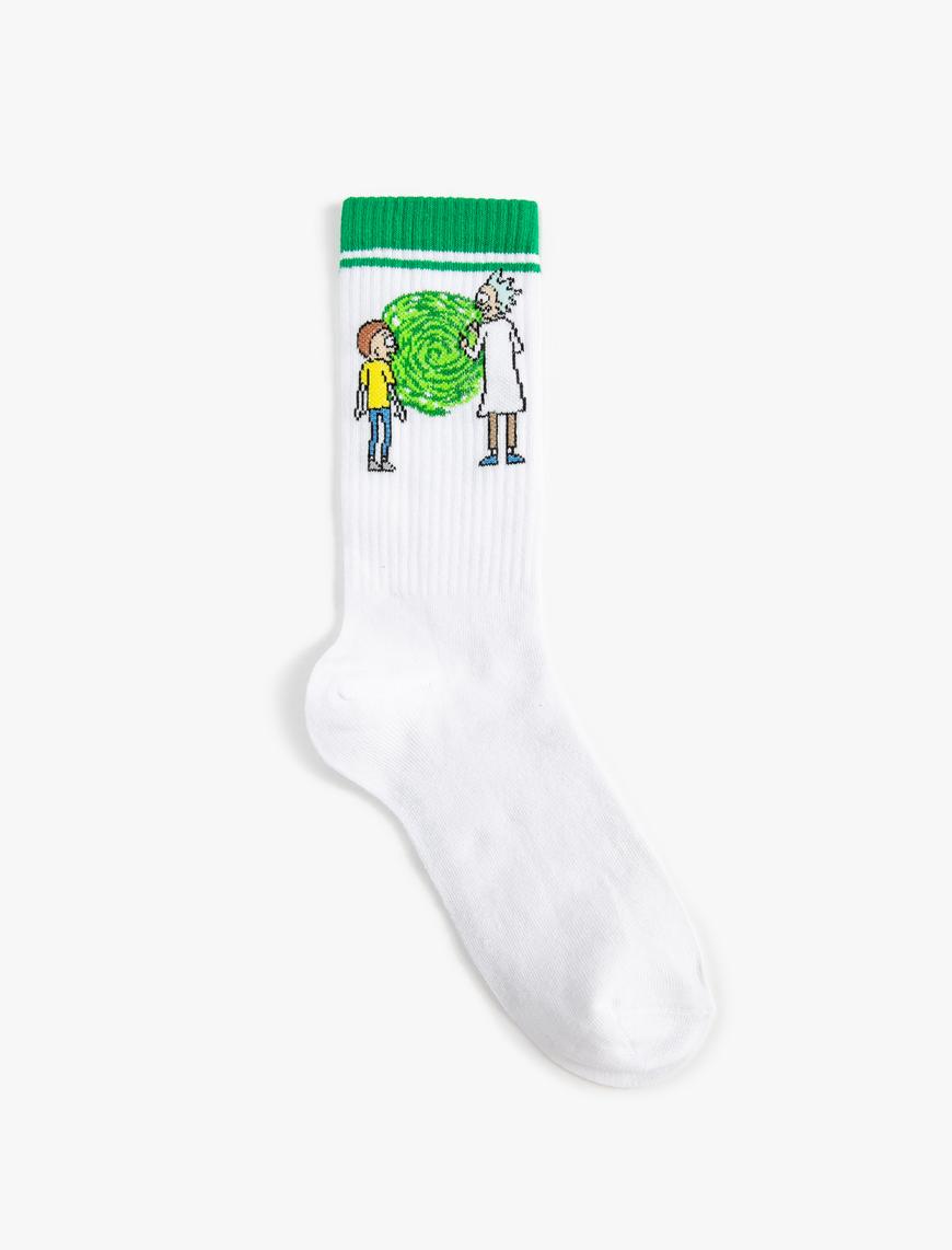  Erkek Rick and Morty Soket Çorap Lisanslı Baskılı