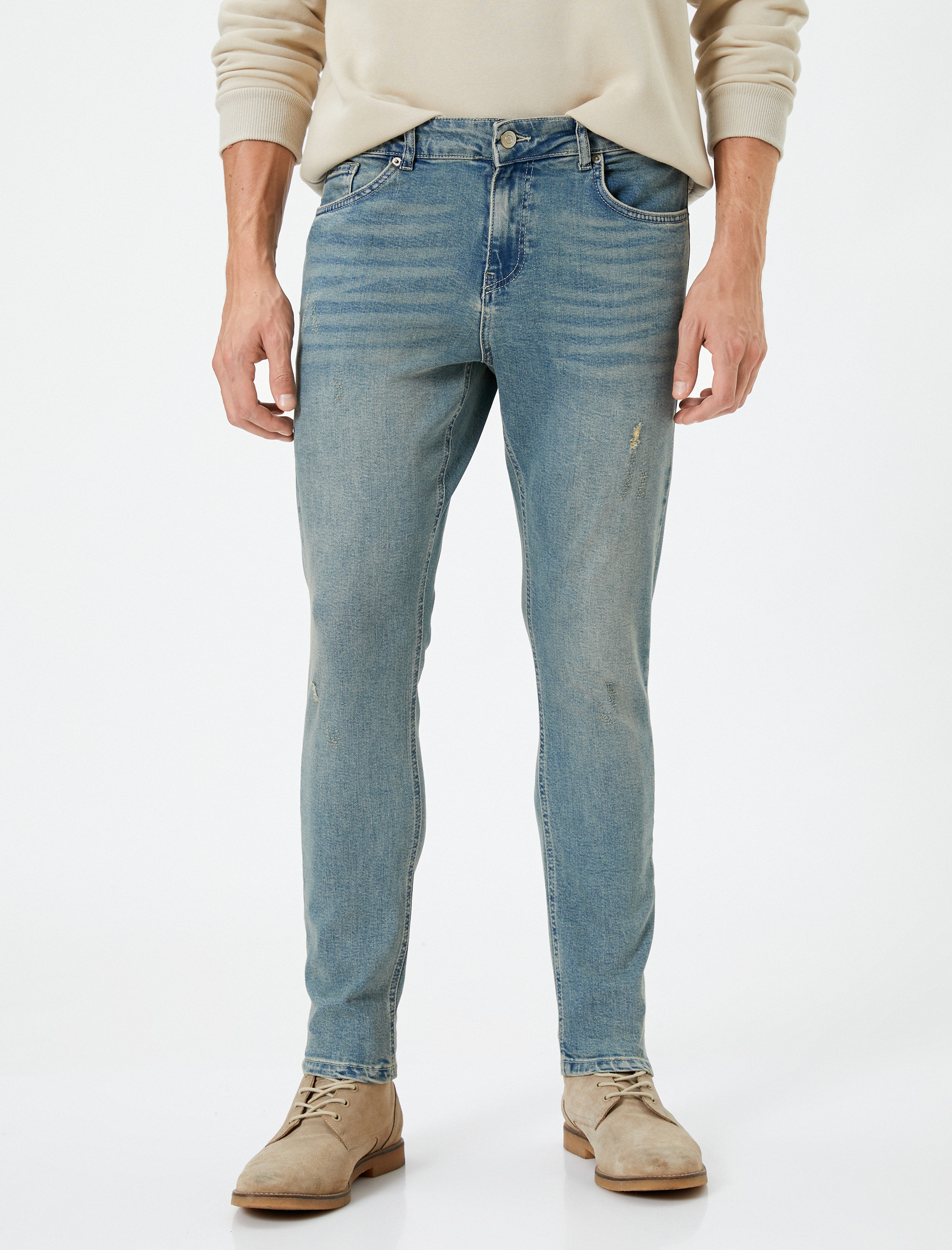 Super Skinny Fit Yırtık Kot Pantolon - Justin Jean