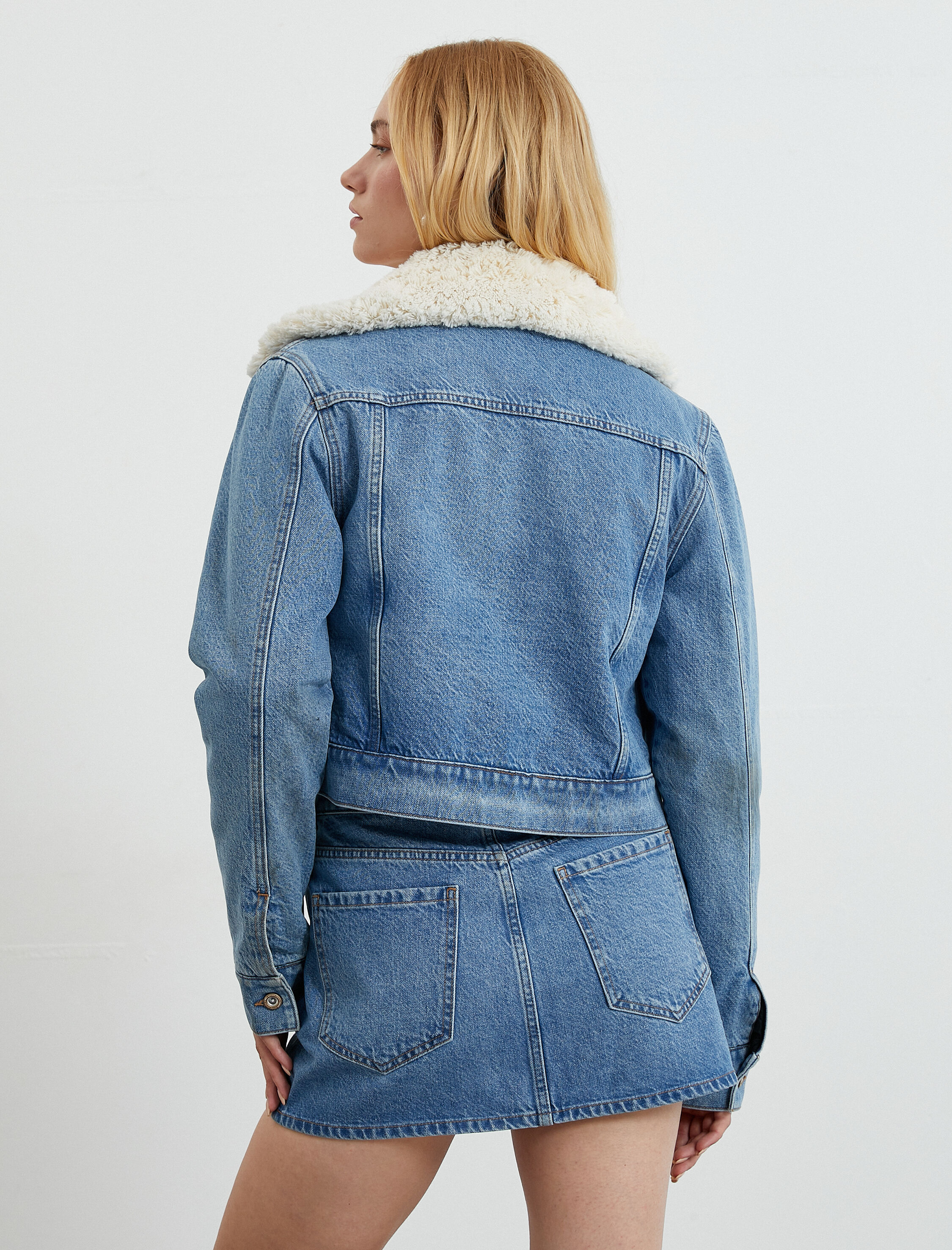   Kot Ceket Suni Kürk Yaka Astarlı Cepli