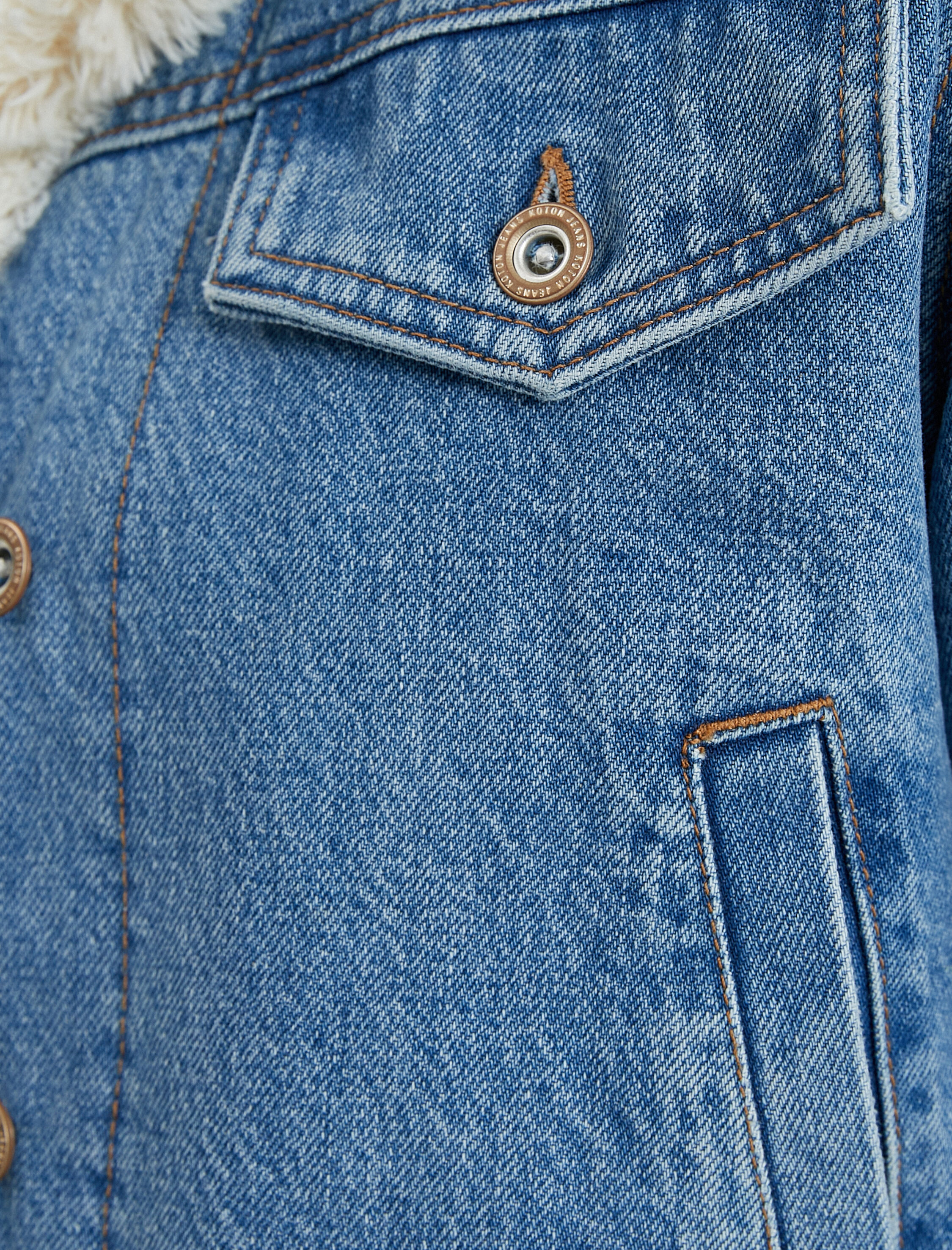   Kot Ceket Suni Kürk Yaka Astarlı Cepli