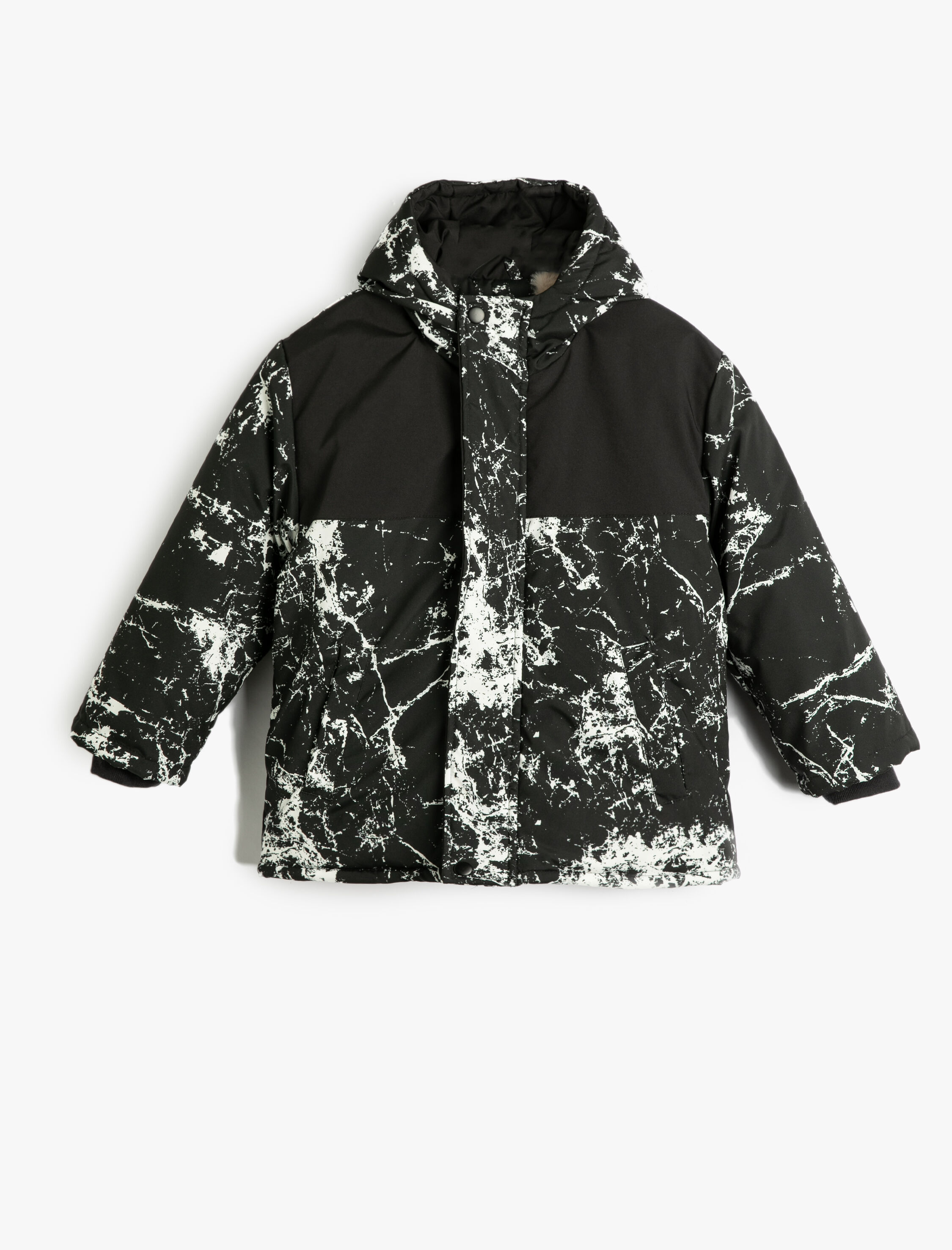  Erkek Çocuk Şişme Mont Kapşonlu Peluş Astarlı Cepli