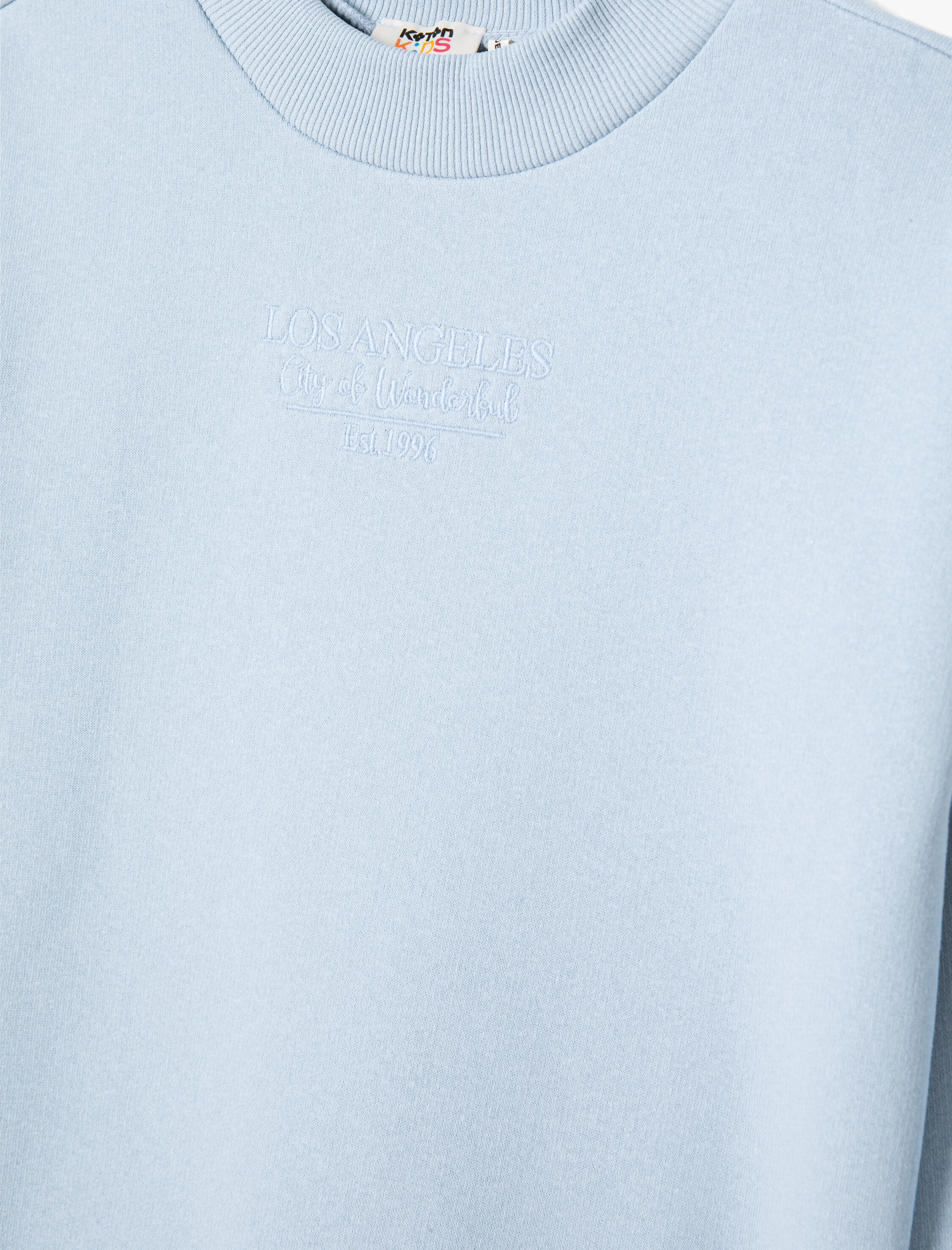  Kız Çocuk Sweatshirt Şardonlu Dik Yaka Uzun Kollu Şardonlu