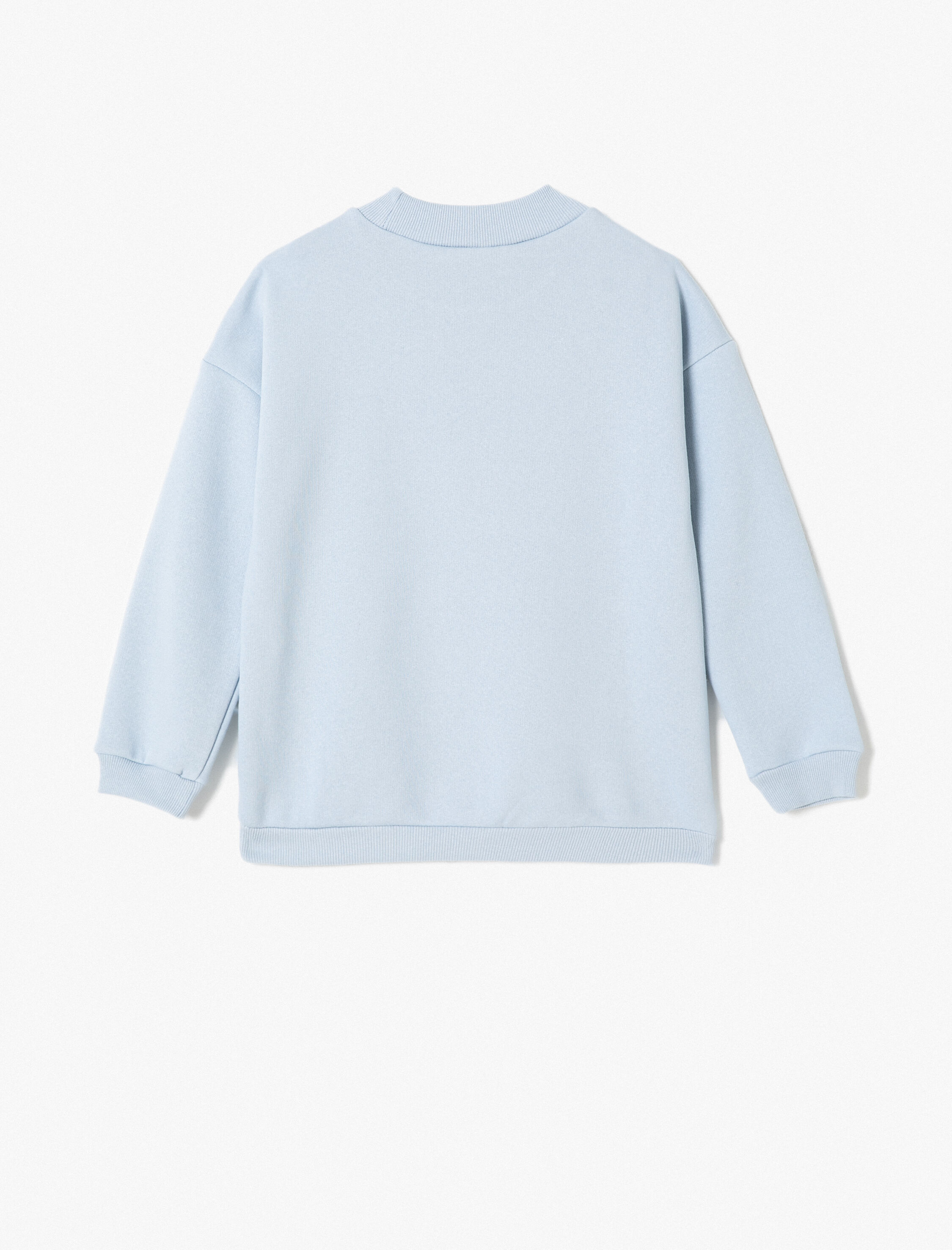  Kız Çocuk Sweatshirt Şardonlu Dik Yaka Uzun Kollu Şardonlu