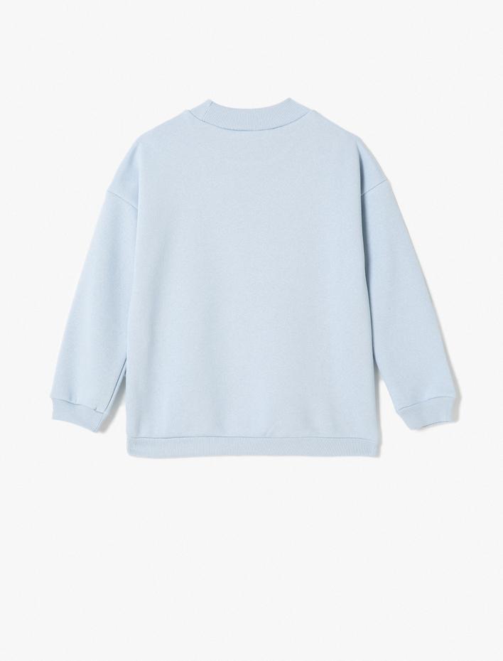 Kız Çocuk Sweatshirt Şardonlu Dik Yaka Uzun Kollu Şardonlu