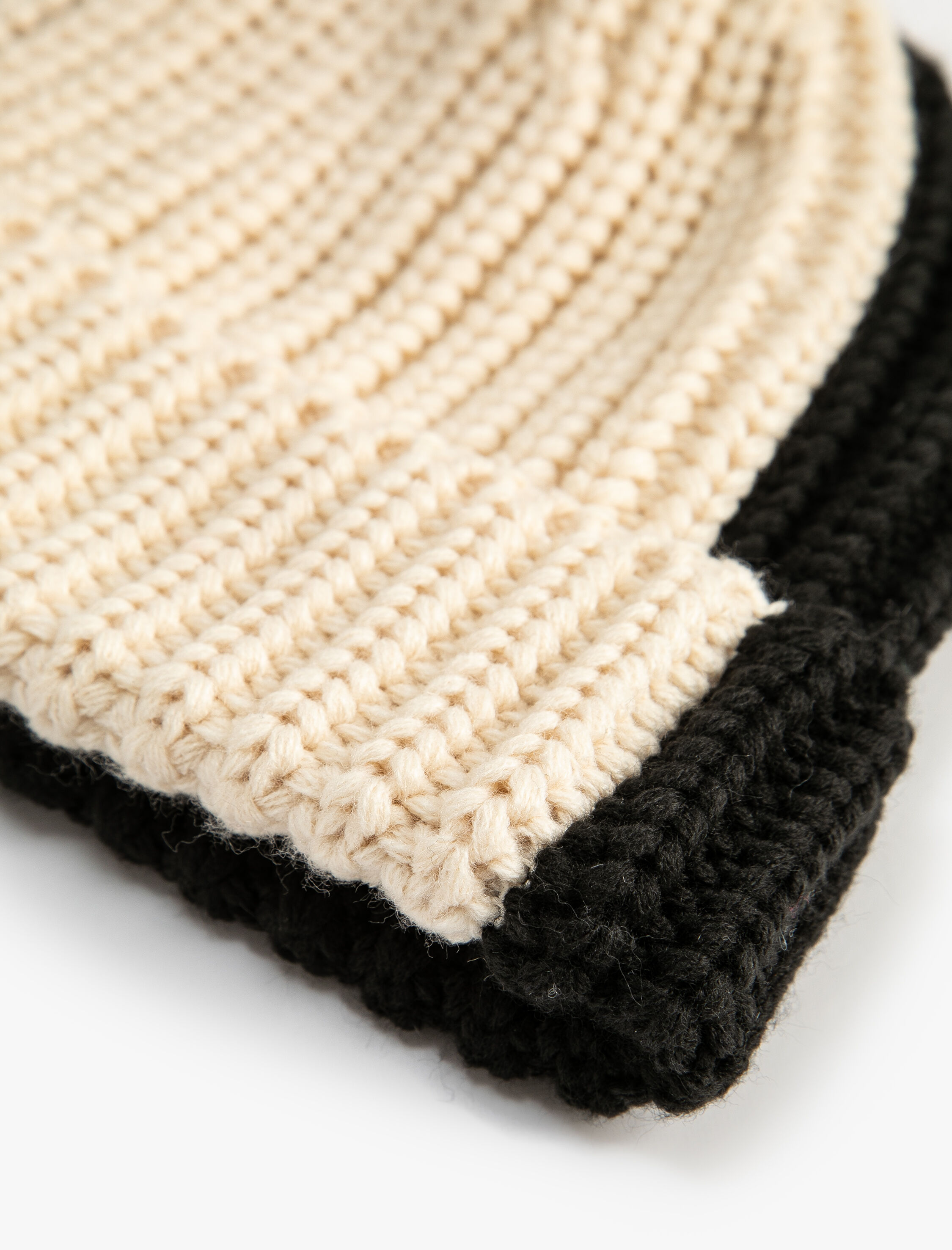  Kadın Örgü Bere Renk Bloklu Kenarları Katlı