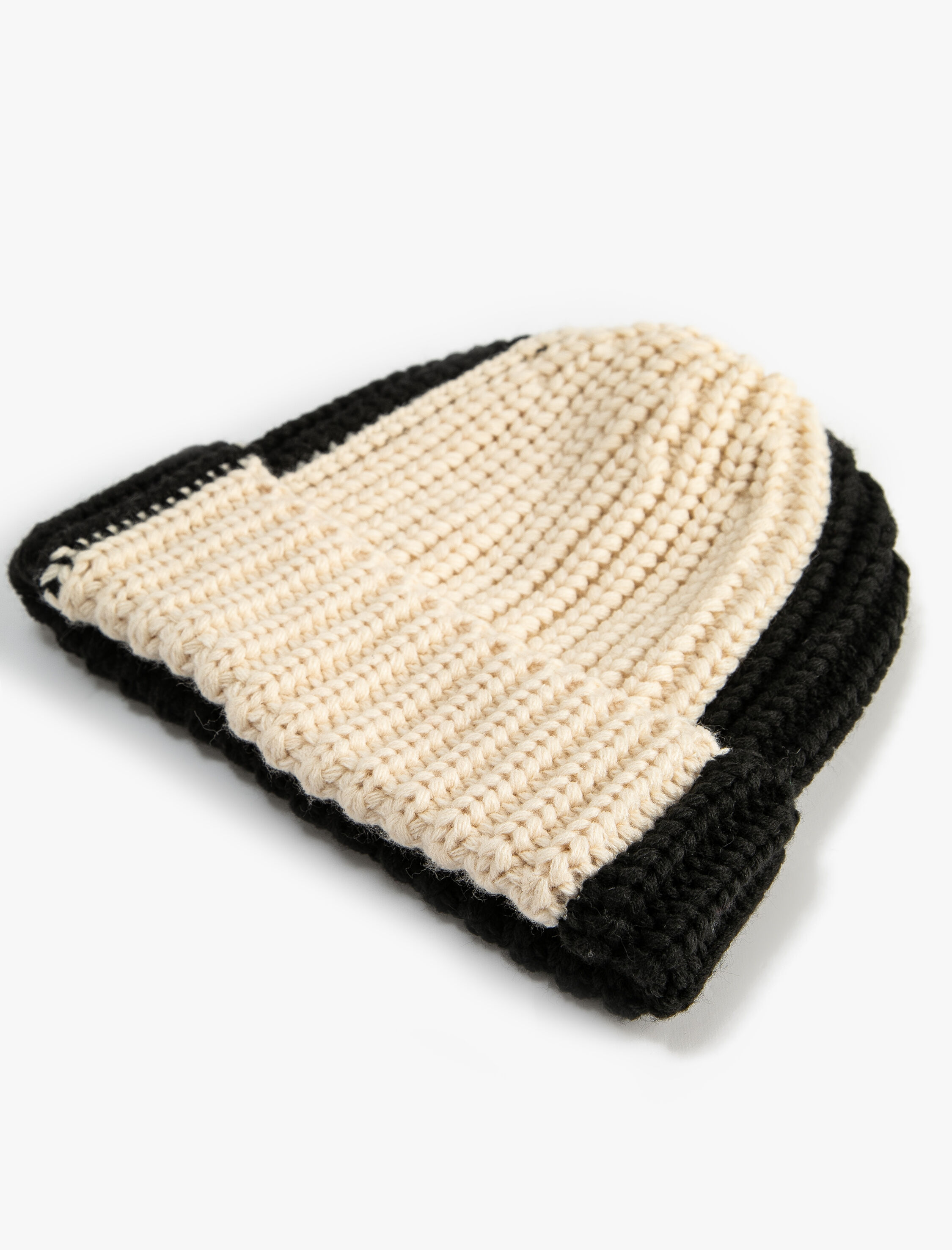  Kadın Örgü Bere Renk Bloklu Kenarları Katlı