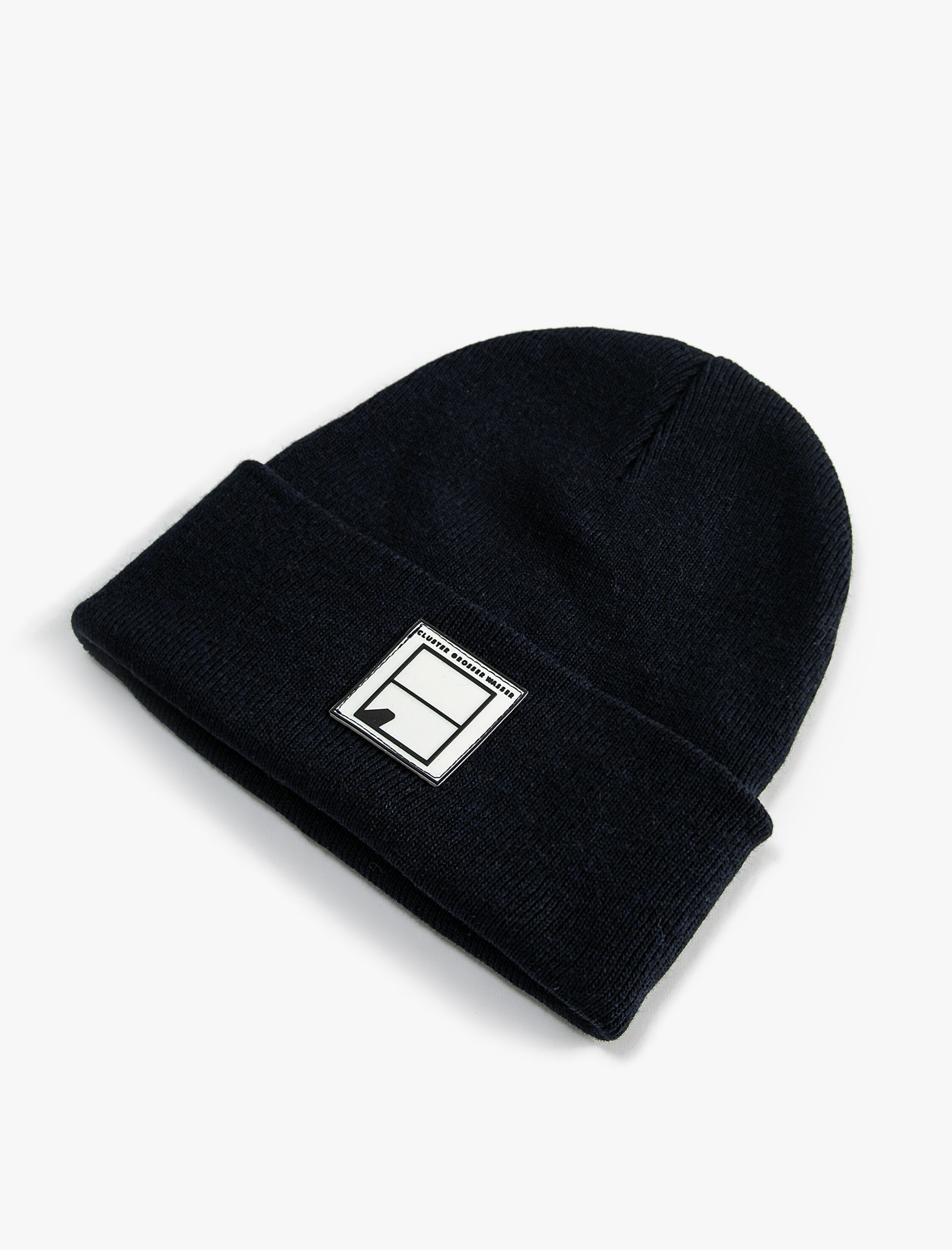 Erkek Örgü Bere Katlamalı Etiket İşlemeli