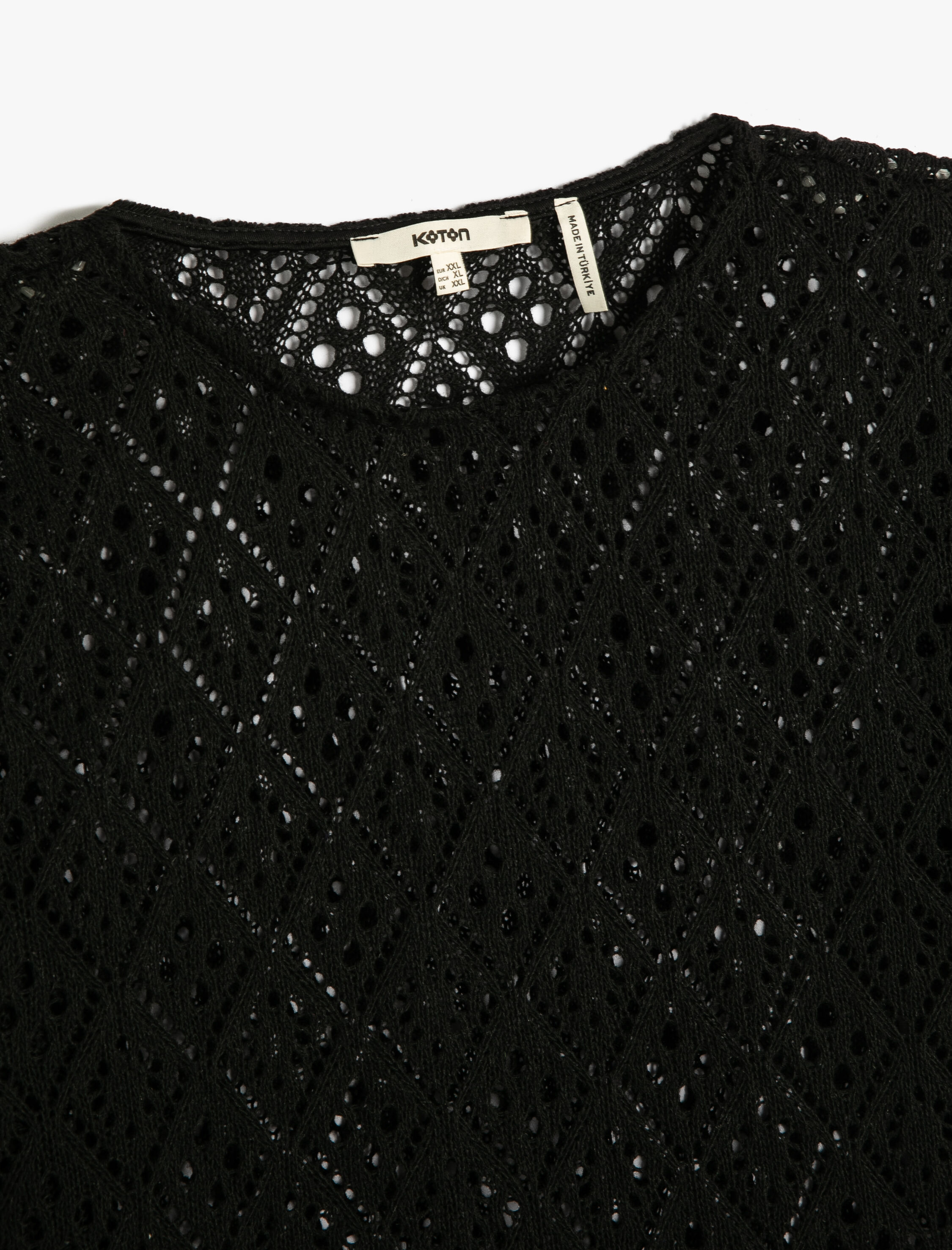   Ajurlu Tişört Kısa Kollu Bisiklet Yaka Örgü