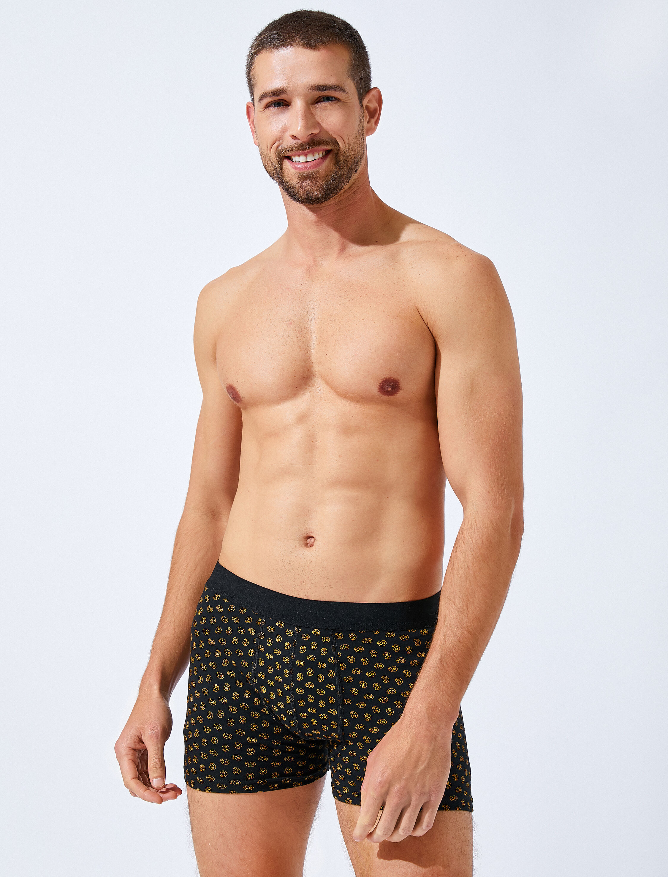   Desenli Pamuklu Basic 3'lü Boxer Seti