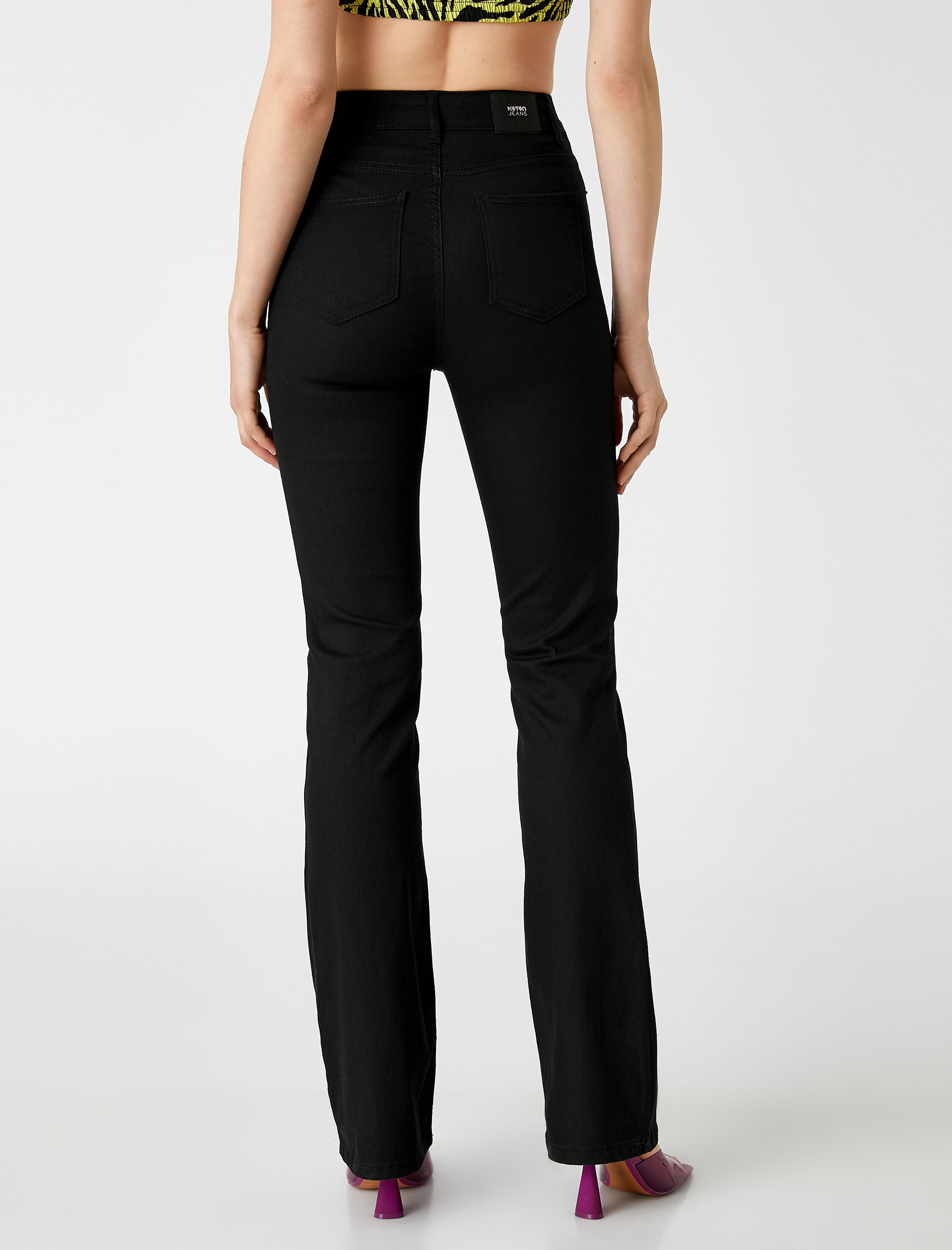   İspanyol Paça Kot Pantolon Yüksek Bel