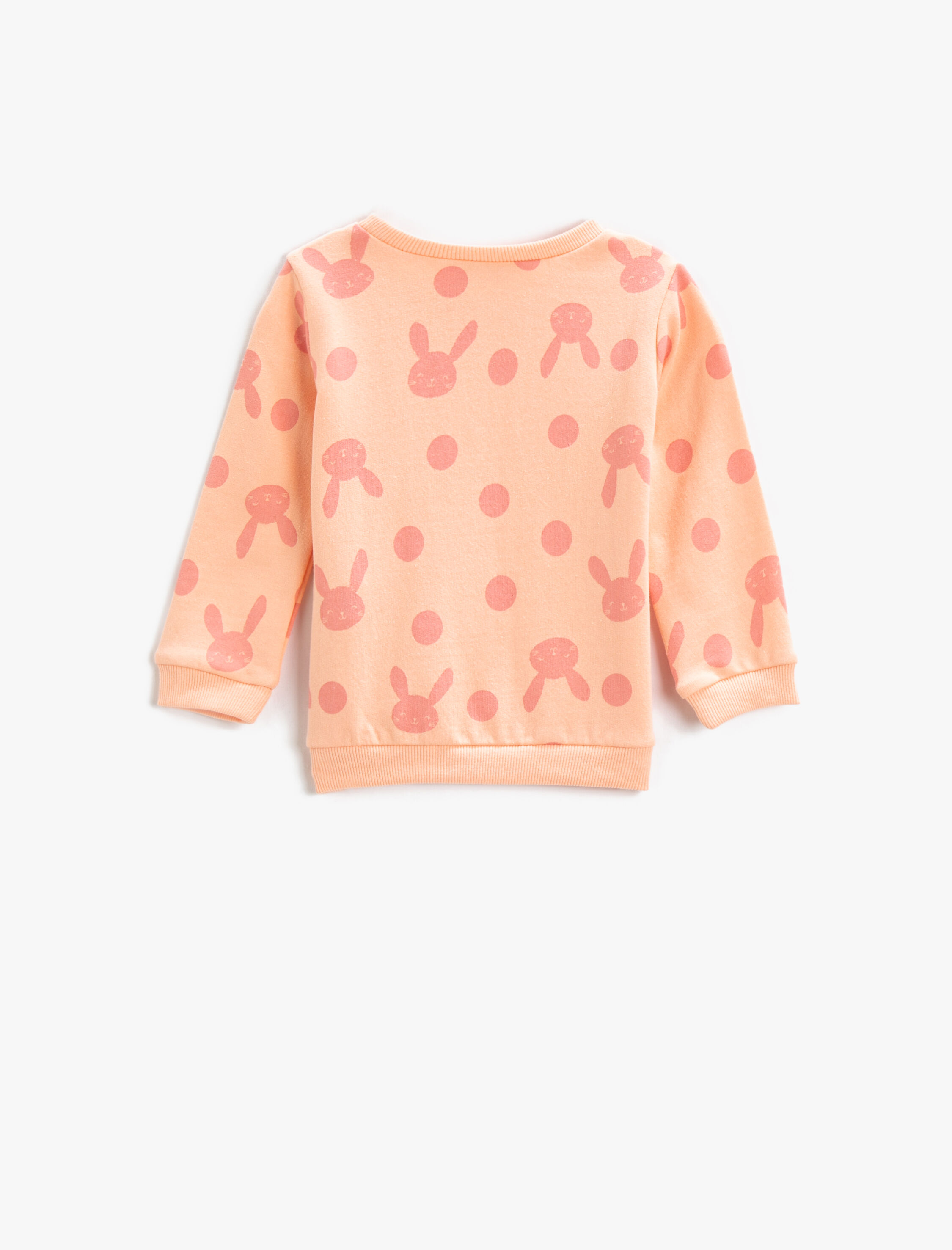  Kız Bebek Puantiyeli Sweatshirt Bisiklet Yaka Uzun Kollu Pamuklu