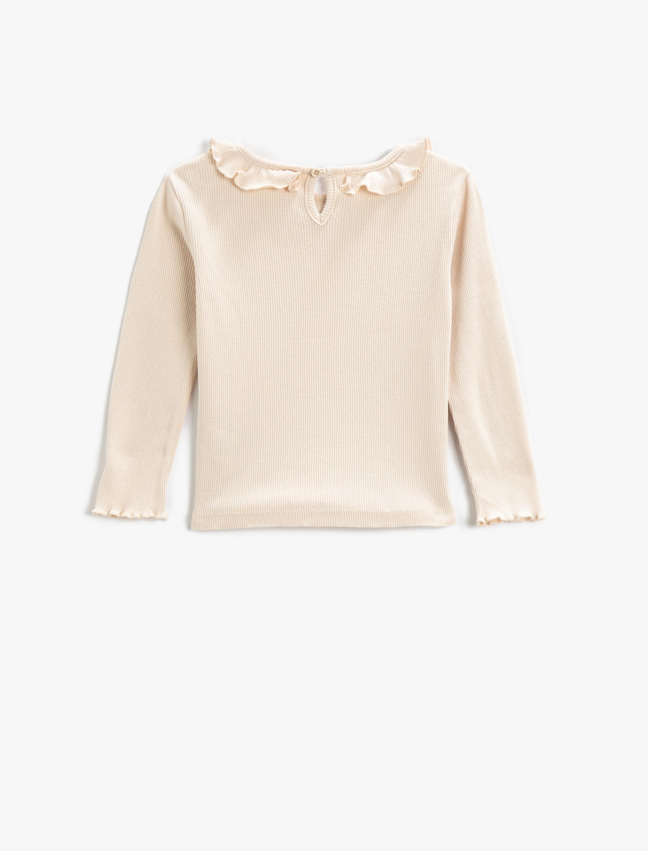  Kız Bebek Basic Fırfırlı Uzun Kollu Tişört Bisiklet Yaka