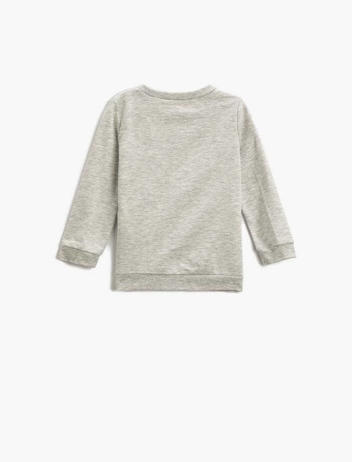 Erkek Bebek Aslan Baskılı Sweatshirt Bisiklet Yaka