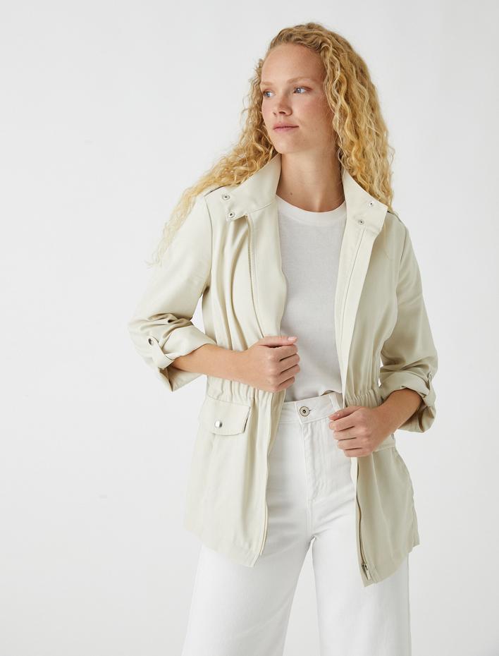  Fermuarlı Mevsimlik Mont İpek Görünümlü