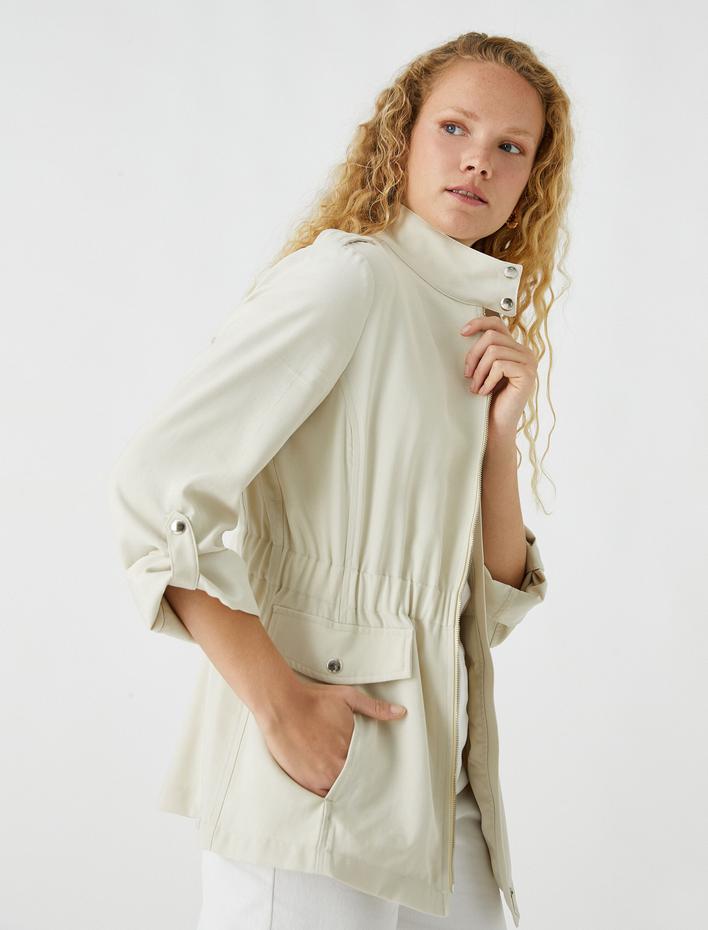  Fermuarlı Mevsimlik Mont İpek Görünümlü