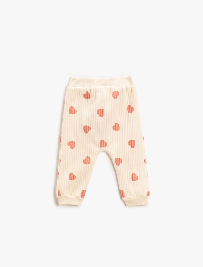 Kız Bebek Kalp Baskılı Eşofman Altı Ribanalı