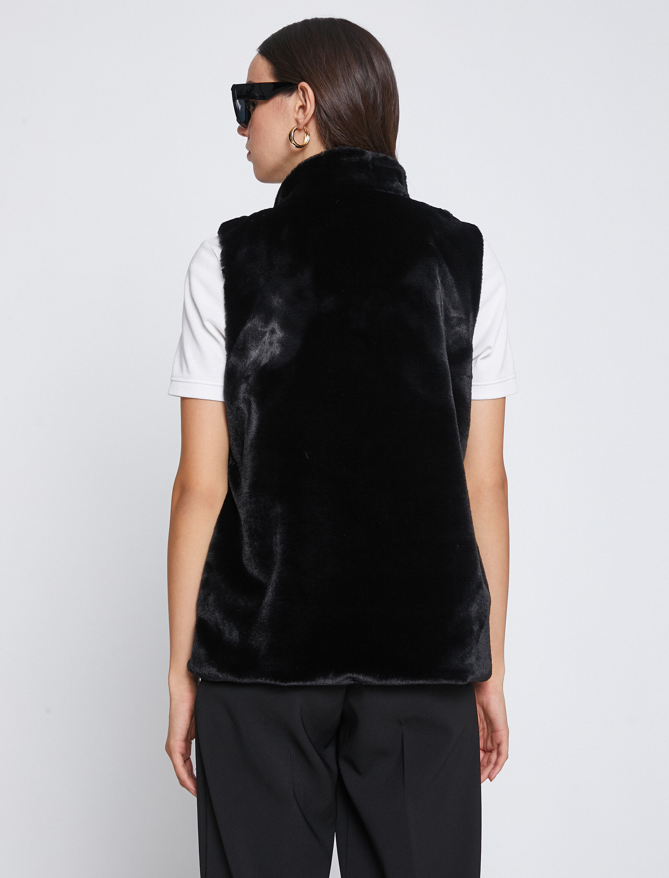   Fermuarlı Peluş Yelek Dik Yaka