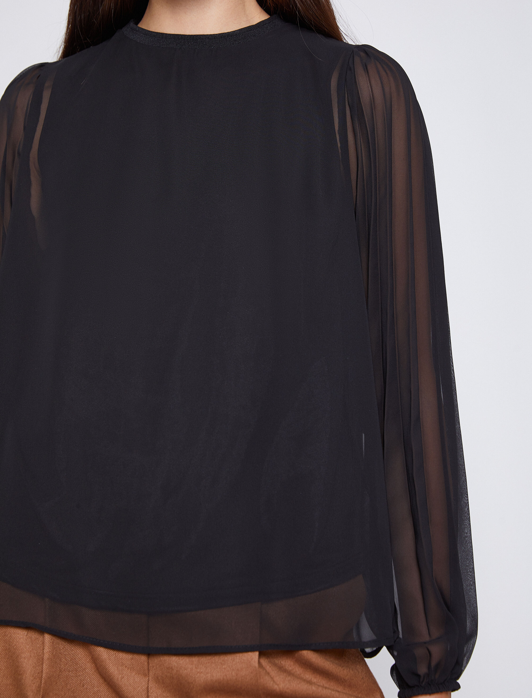   Astarlı Şifon Bluz Uzun Kollu