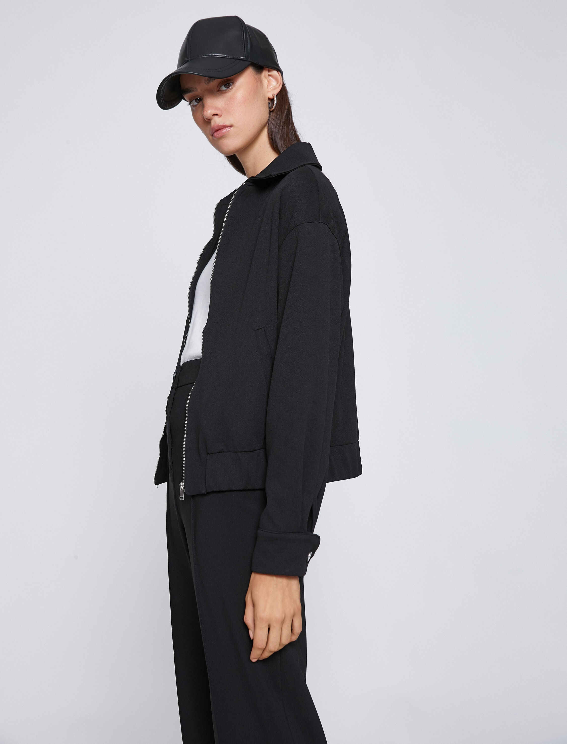   Fermuarlı Bomber Ceket Gömlek Yaka