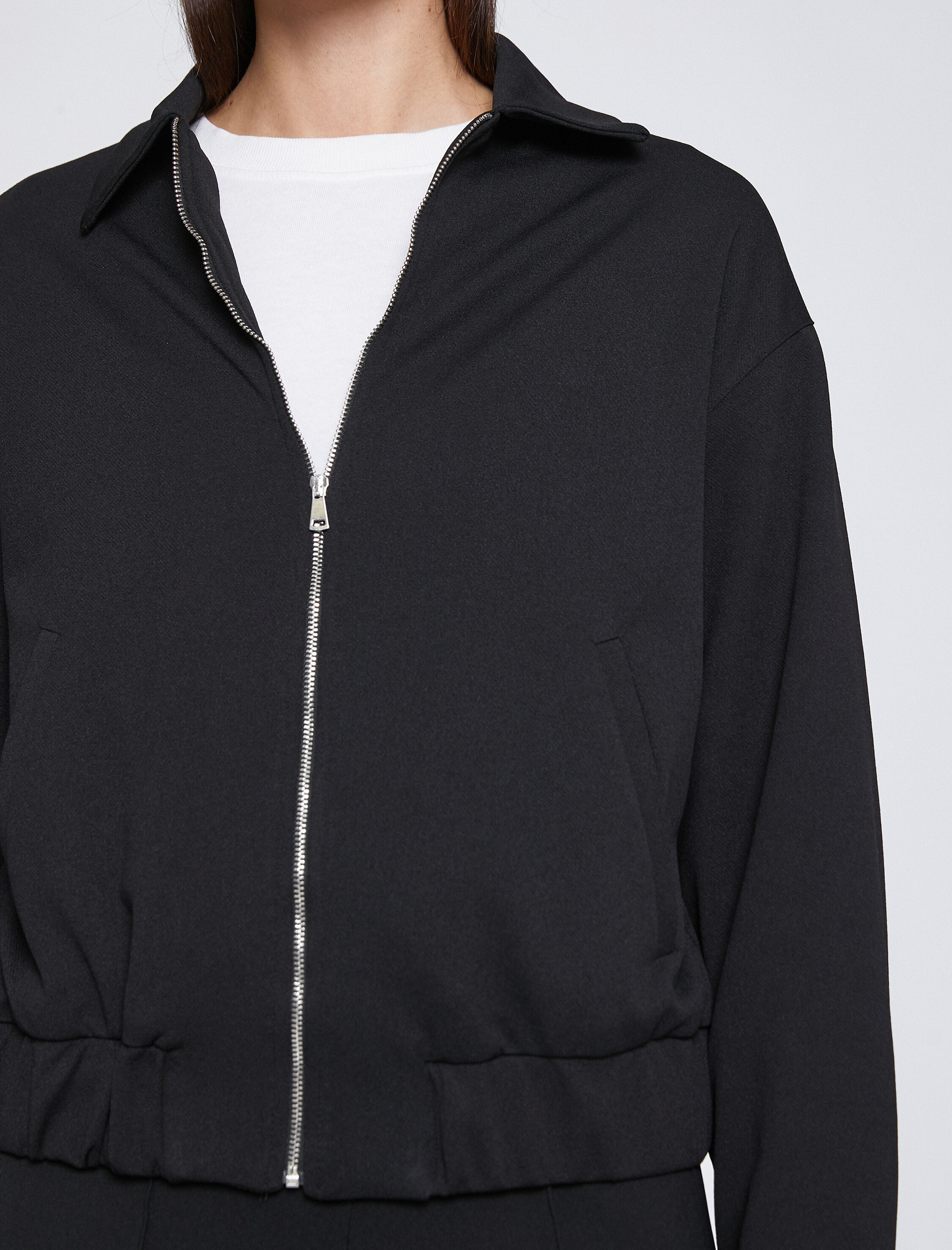   Fermuarlı Bomber Ceket Gömlek Yaka