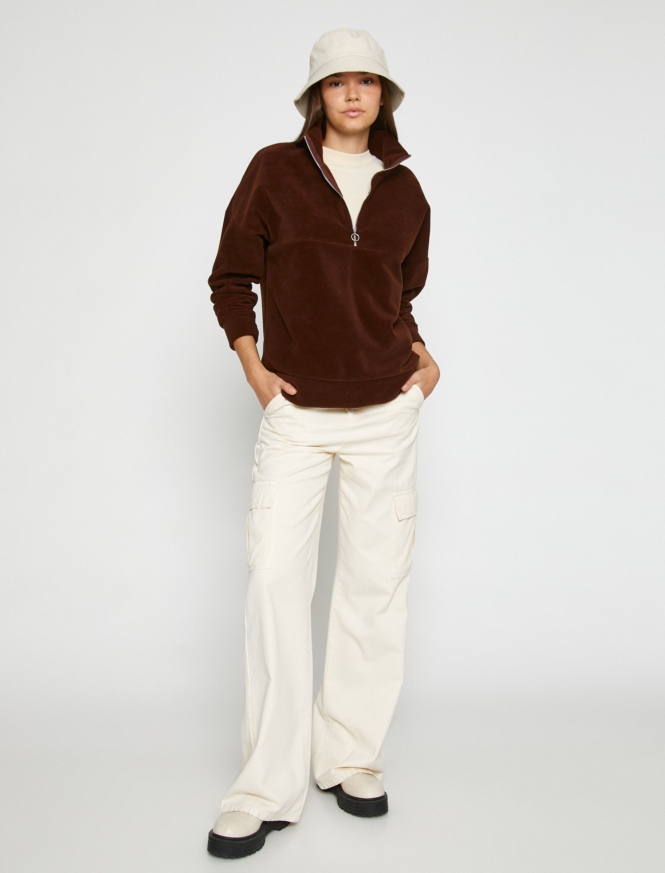   Polar Sweatshirt Fermuarlı Dik Yaka