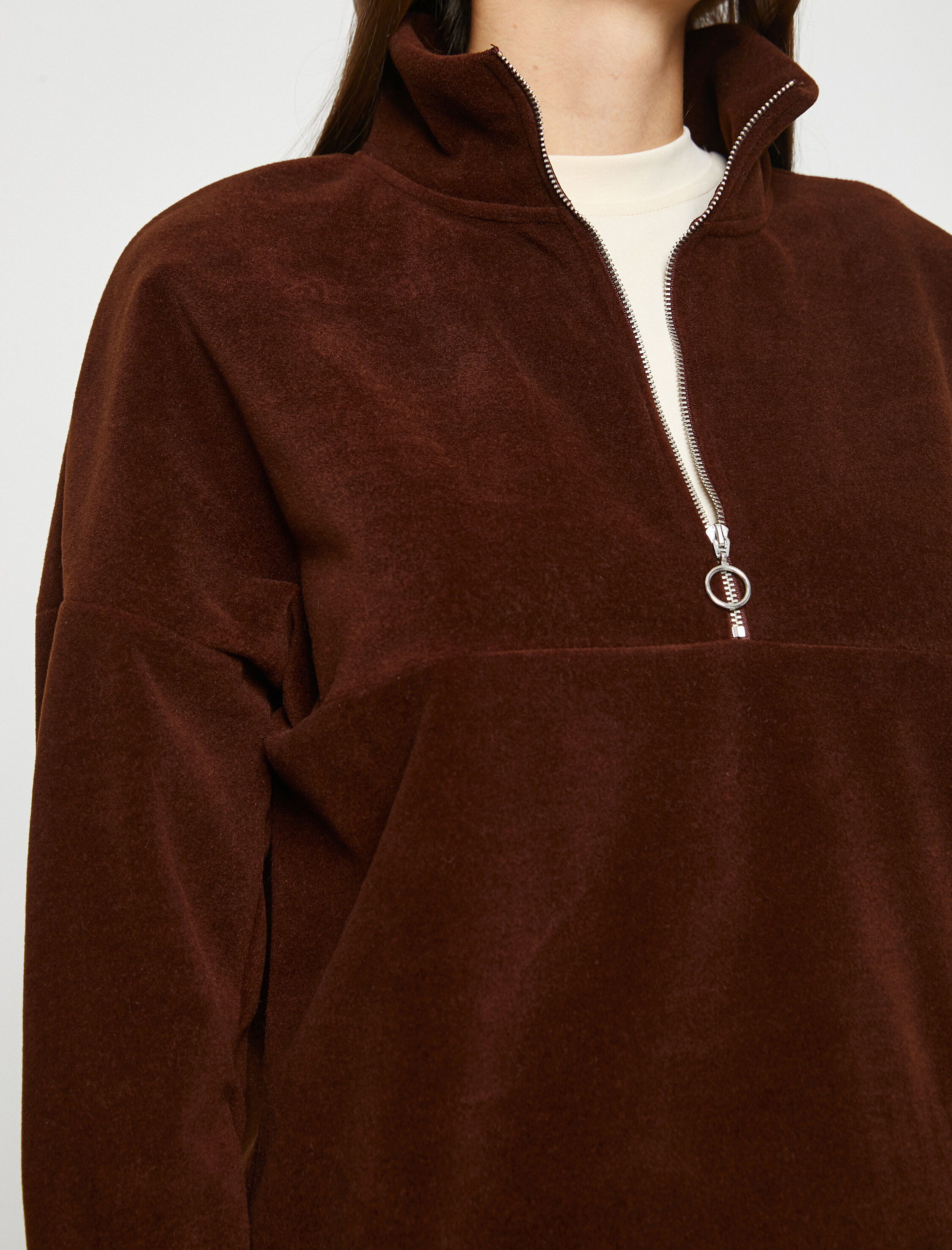   Polar Sweatshirt Fermuarlı Dik Yaka