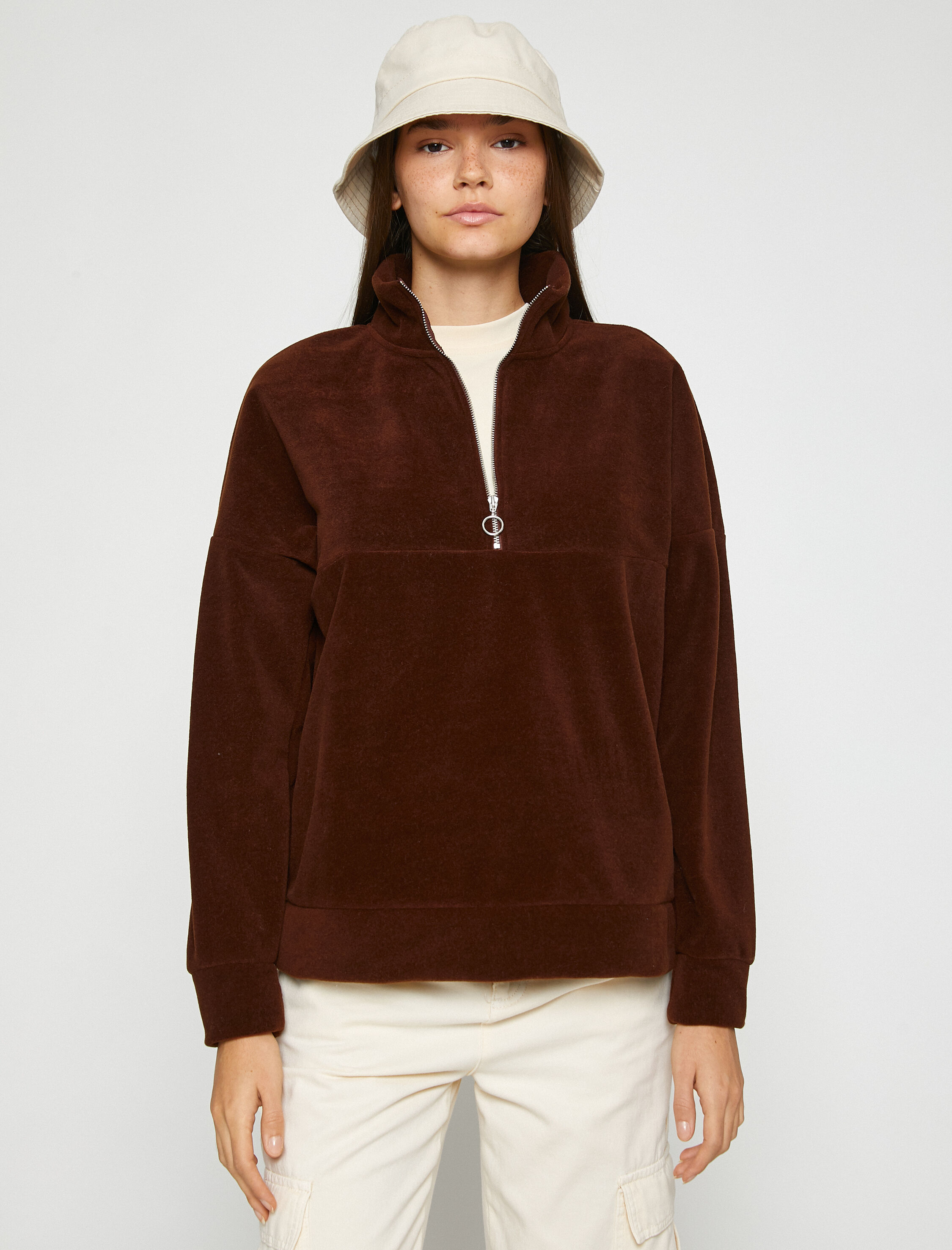   Polar Sweatshirt Fermuarlı Dik Yaka