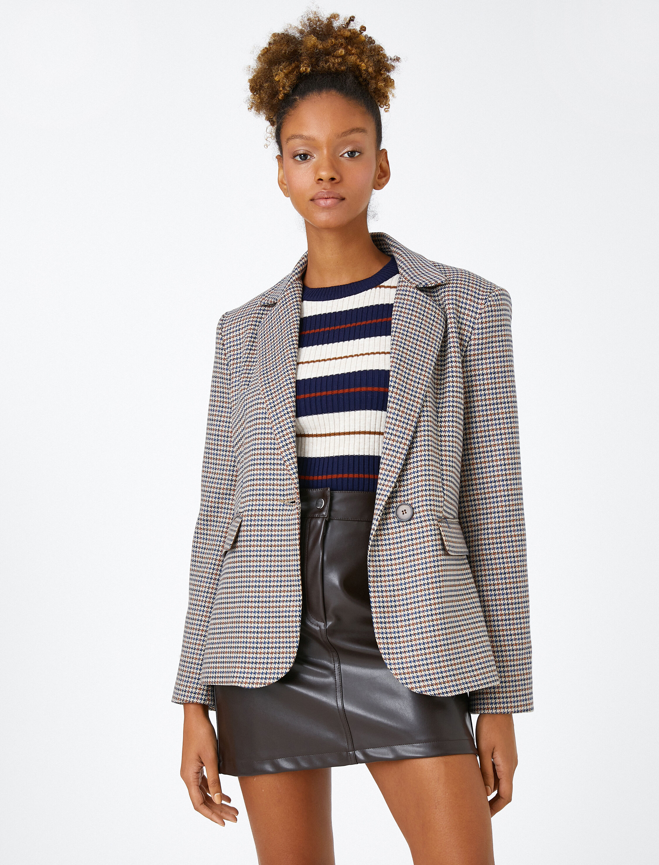 Mavi Kadın Kazayağı Desenli Blazer Ceket 3WAK50044EW | Koton