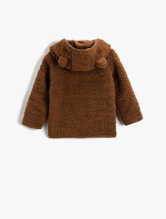 Erkek Bebek Peluş Mont Kapüşonlu Fermuarlı