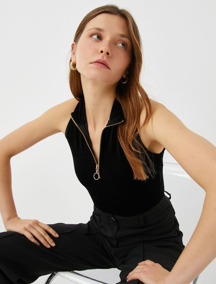  Kadife Atlet Yarım Fermuarlı