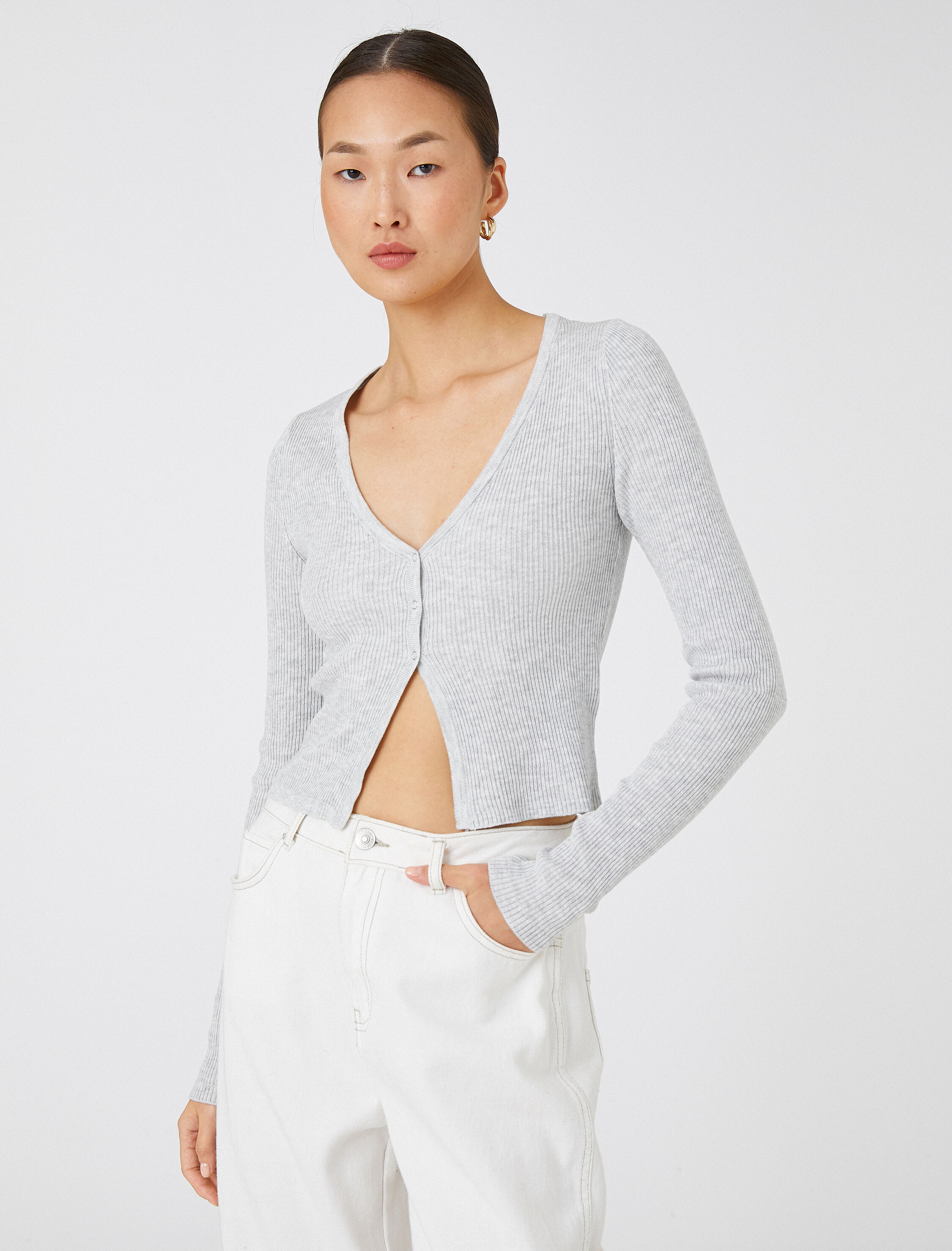   Triko Hırka Çıtçıtlı Dar Kesim