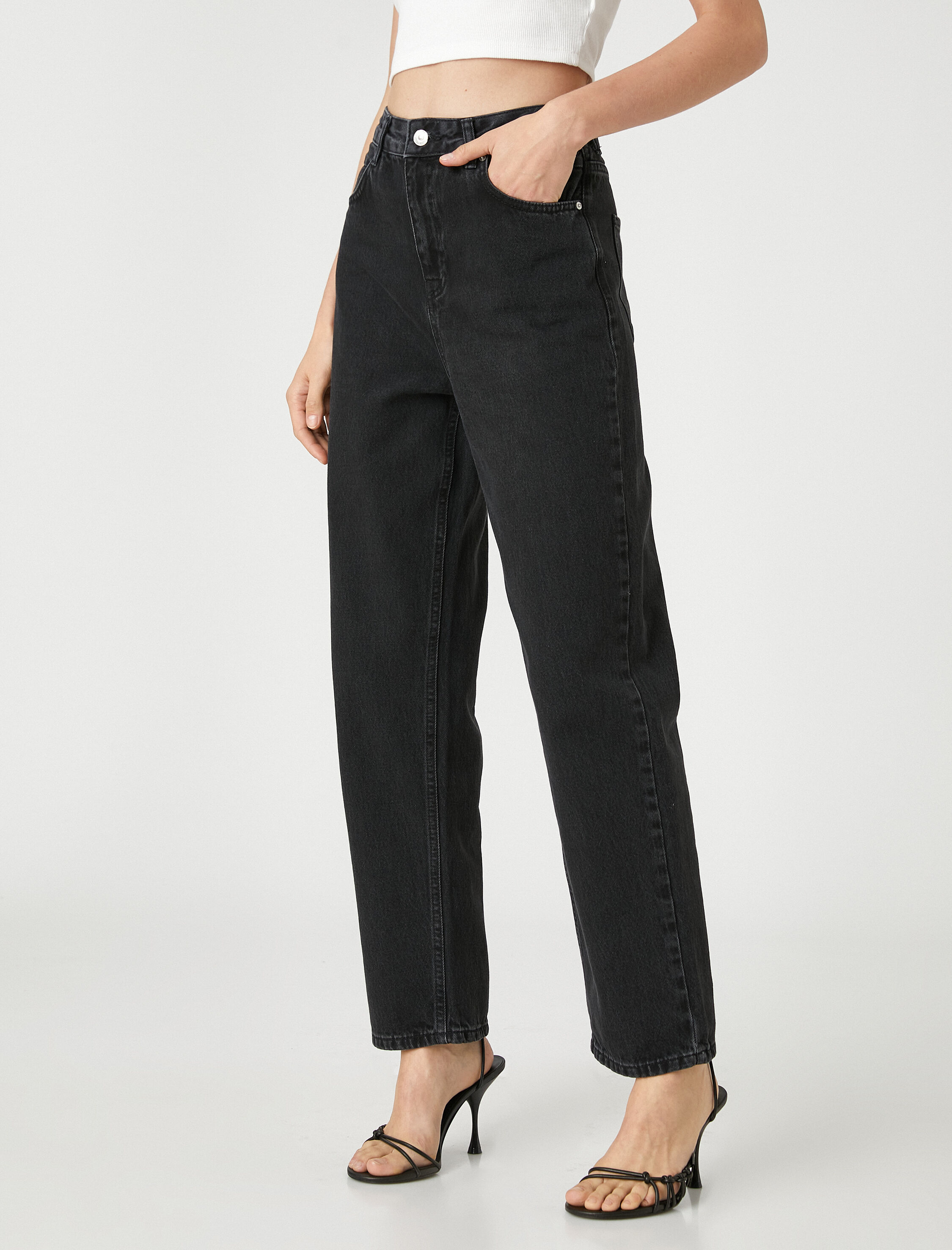   Düz Paça Straight Jean Kot Pantolon Normal Kesim Yüksek Bel - Eve Jean