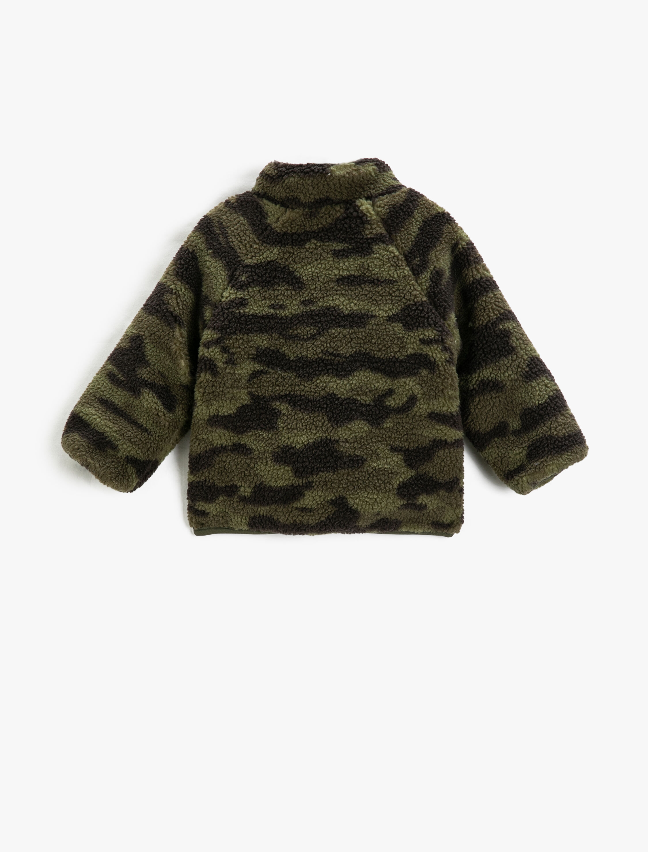  Erkek Bebek Peluş Ceket Fermuarlı Dik Yaka Cepli Paraşüt Kumaş Detaylı