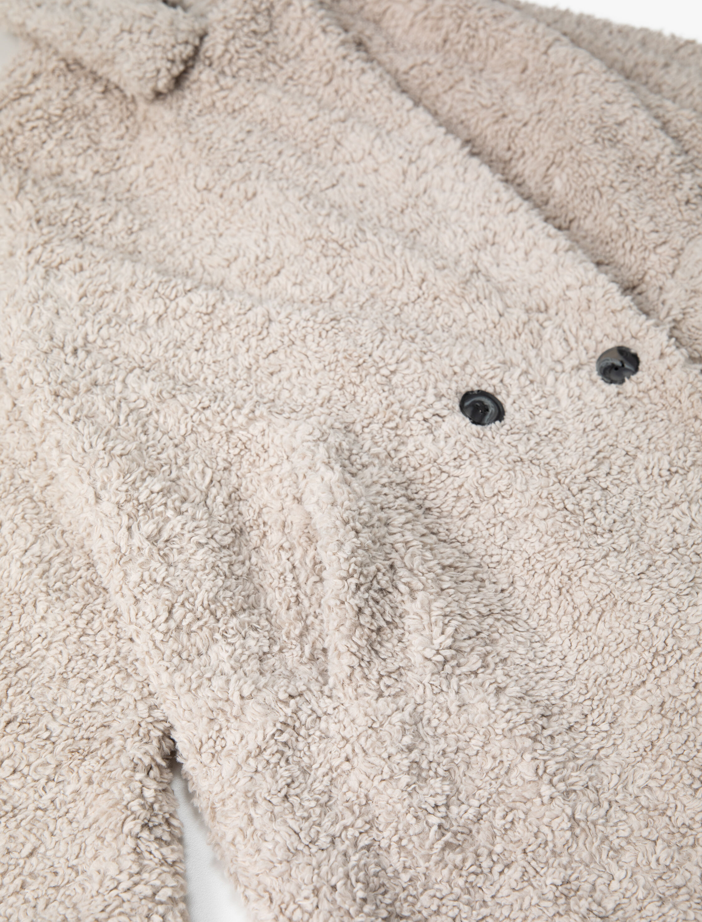   Kruvaze Oversize Peluş Kısa Kaban