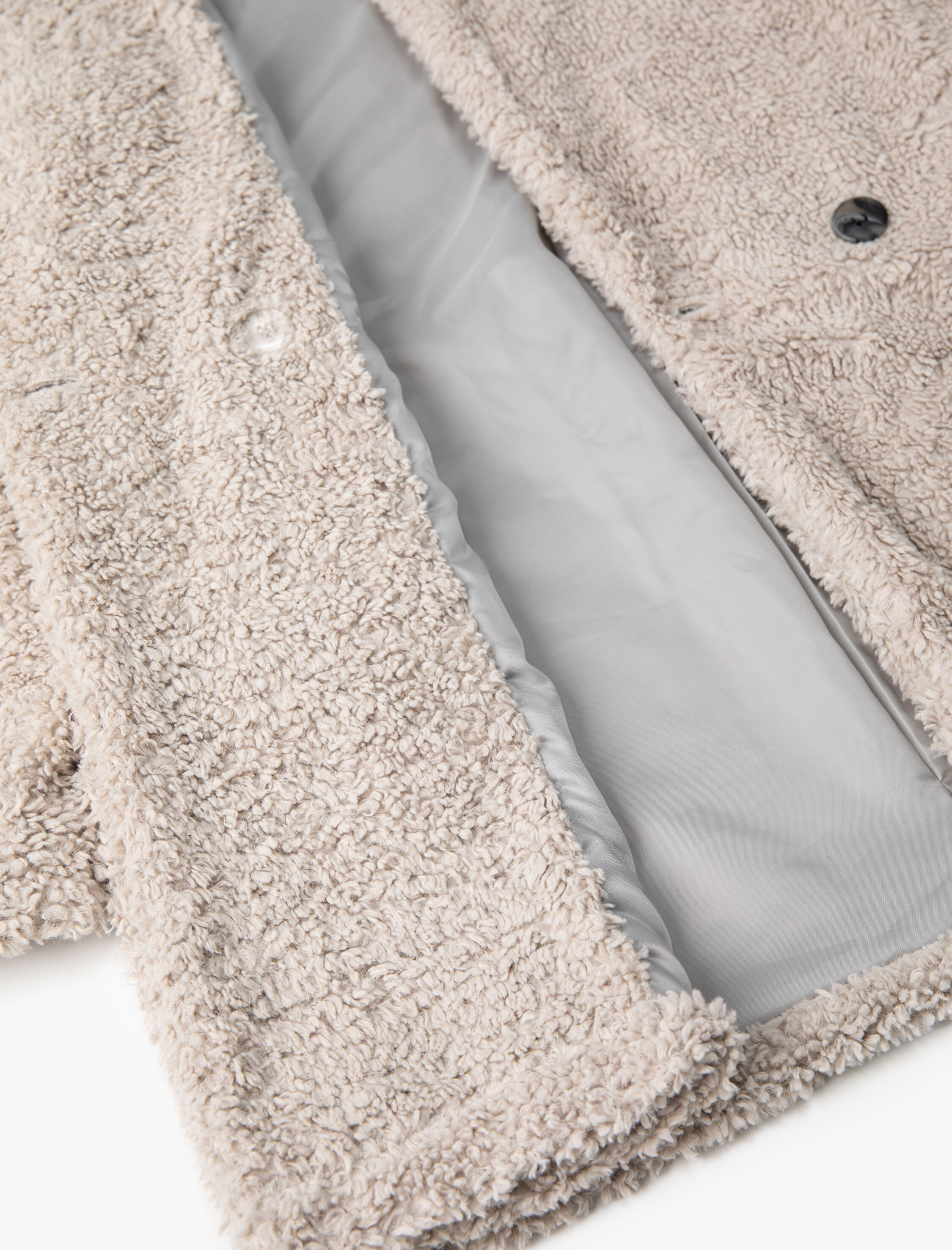   Kruvaze Oversize Peluş Kısa Kaban