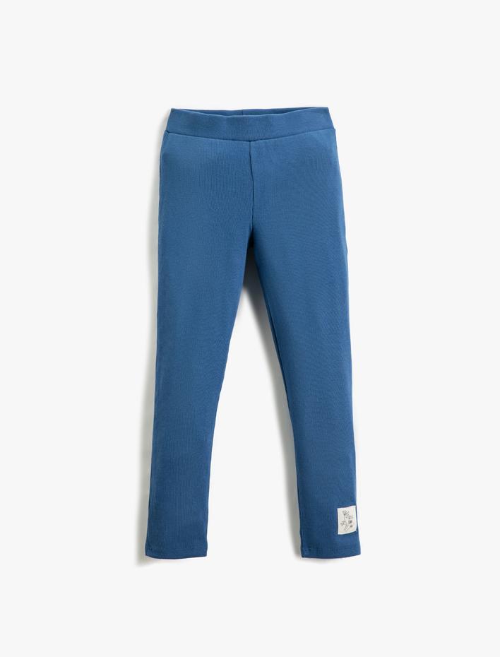 Kız Çocuk Basic Fitilli Tayt Pamuklu Beli Lastikli Etiket Detaylı