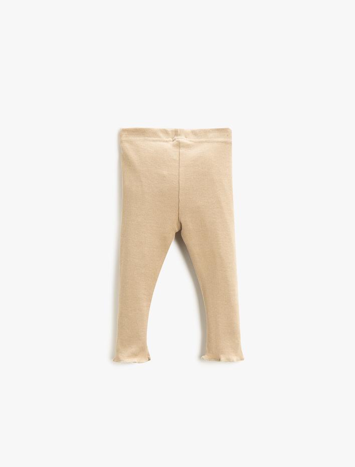 Kız Bebek Basic Ribanalı Pamuklu Tayt Beli Lastikli