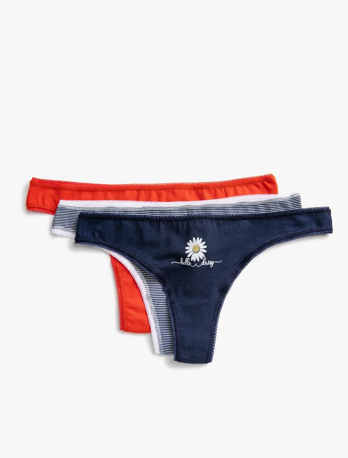  Pamuklu 3'lü Basic String Külot