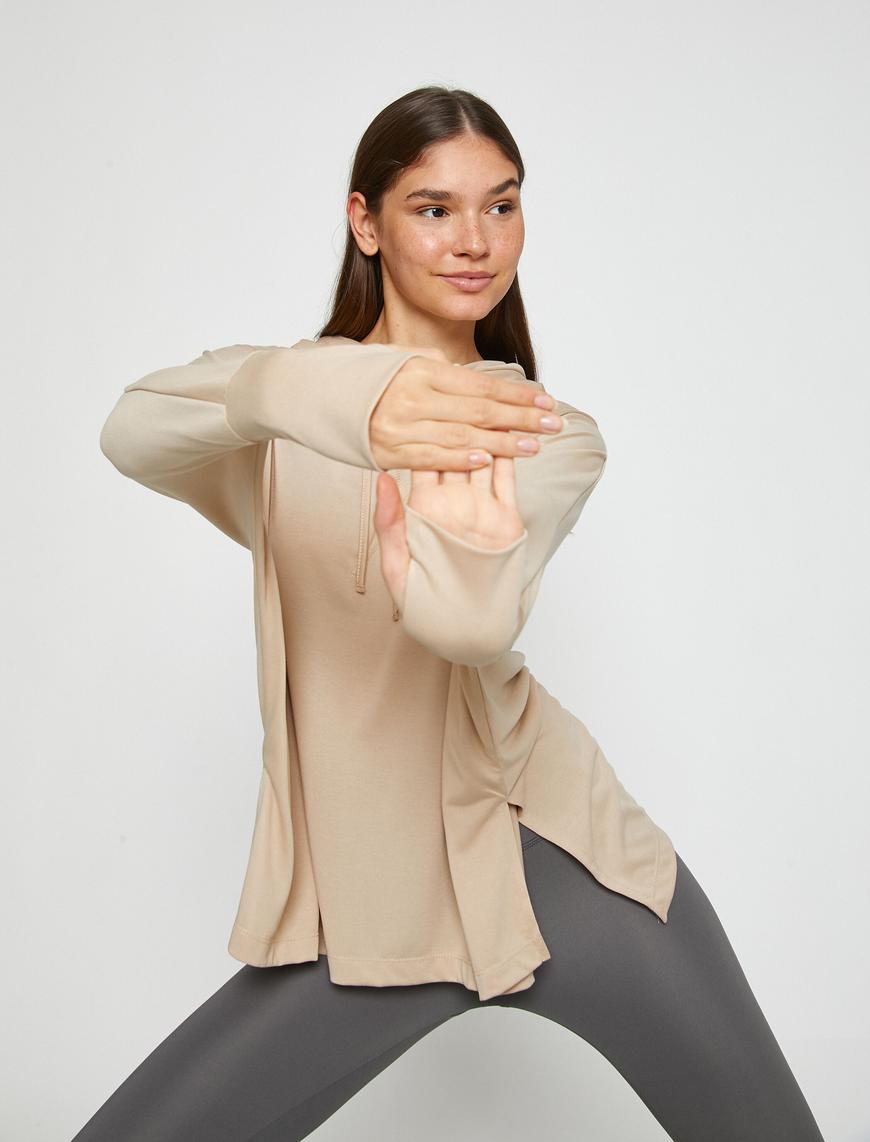   Kapüşonlu Yoga Sweatshirt Modal Karışımlı İpeksi Dokulu