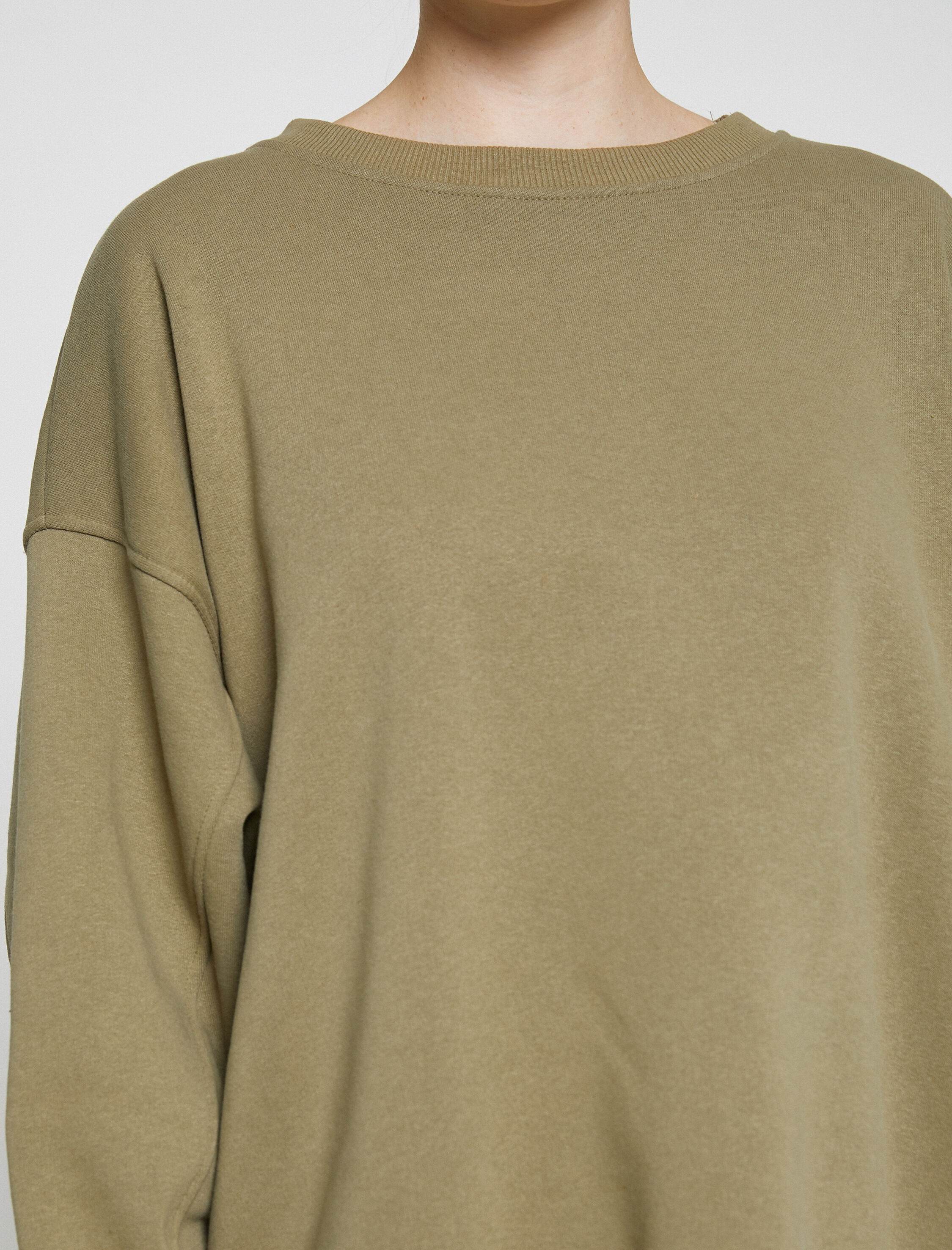   Bisiklet Yaka Sweatshirt Oversize Uzun Kollu İçi Polarlı