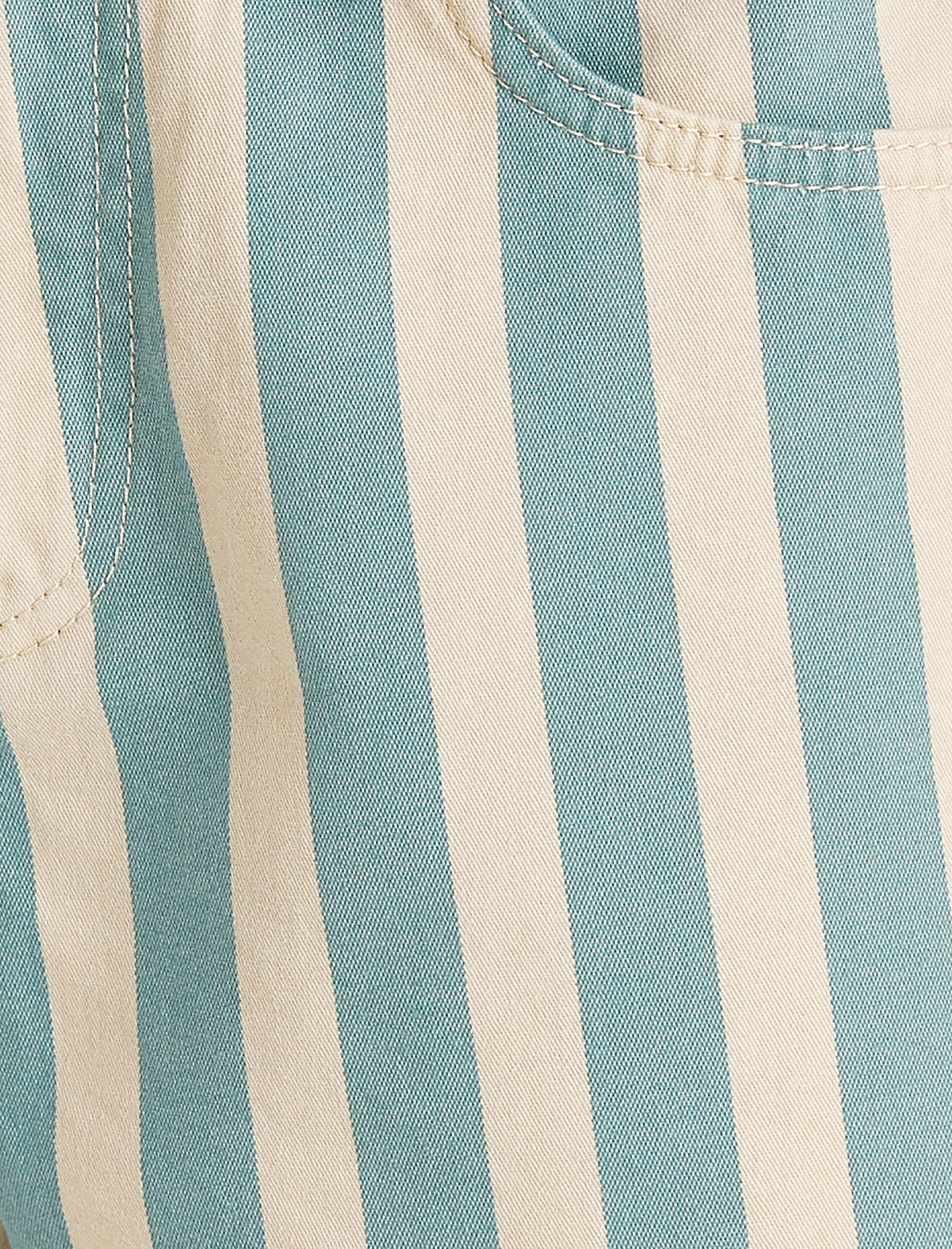   Çizgili Kot Şort Cepli