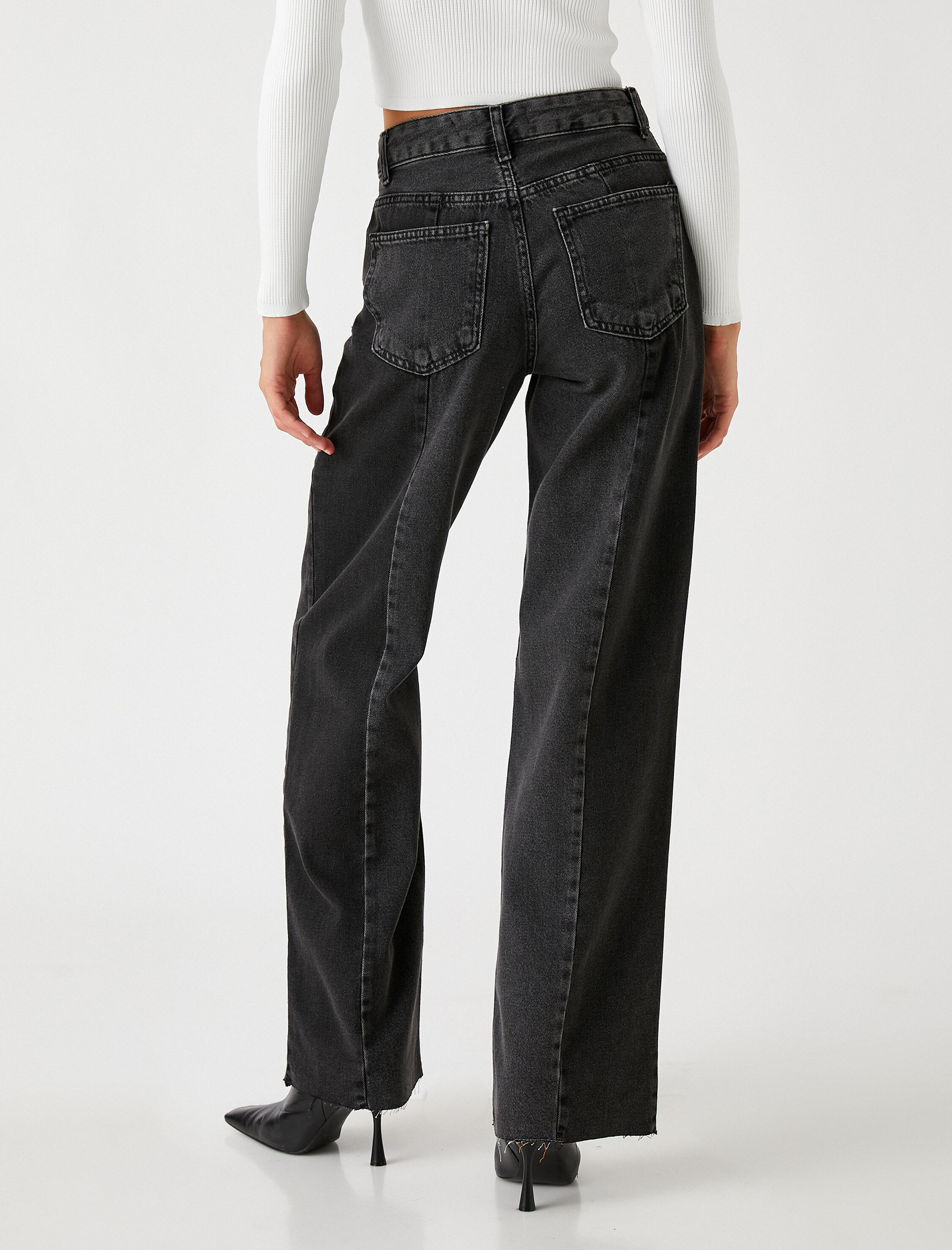   Yüksek Bel Kot Pantolon Dar Uzun Kesim- Nora Jean