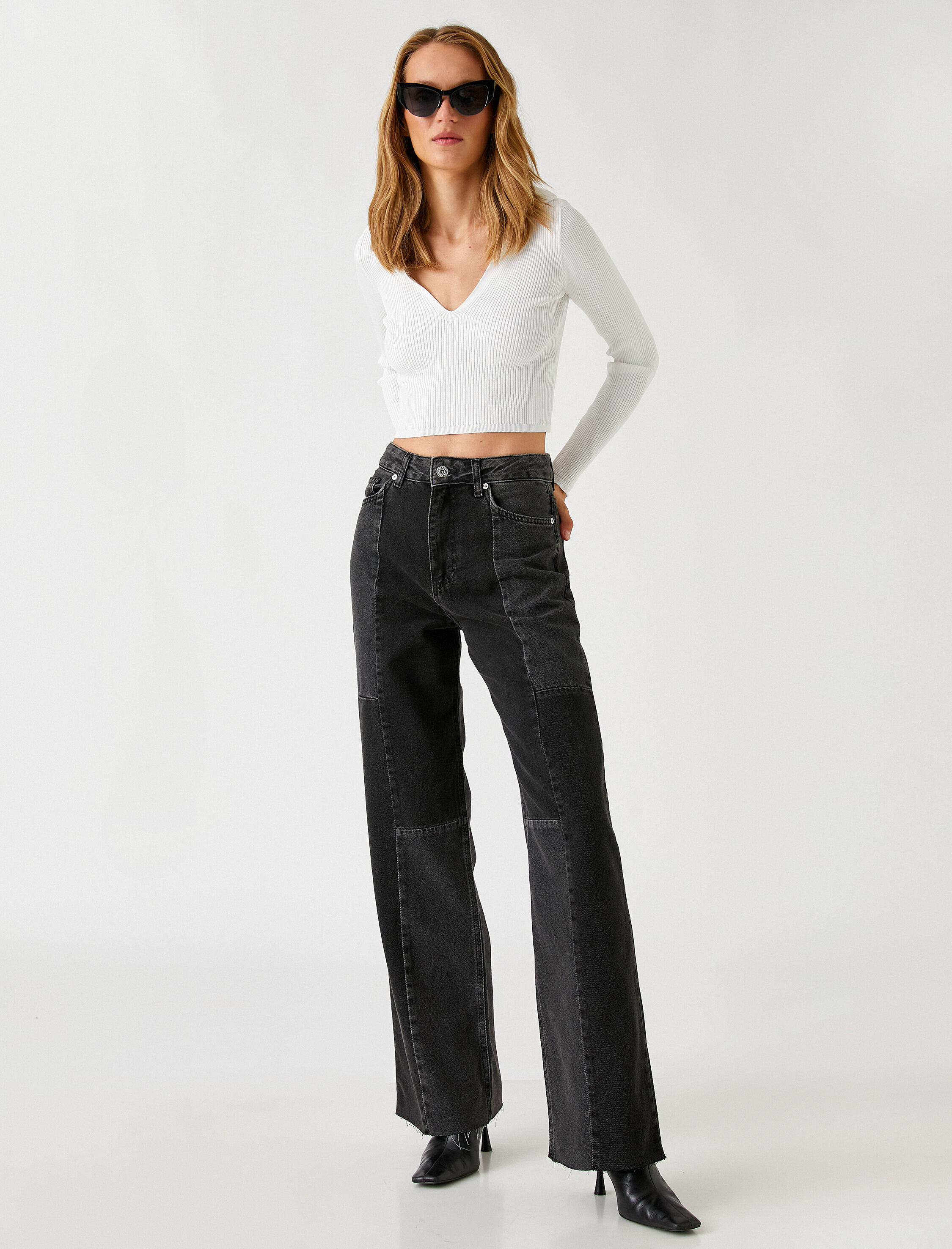   Yüksek Bel Kot Pantolon Dar Uzun Kesim- Nora Jean