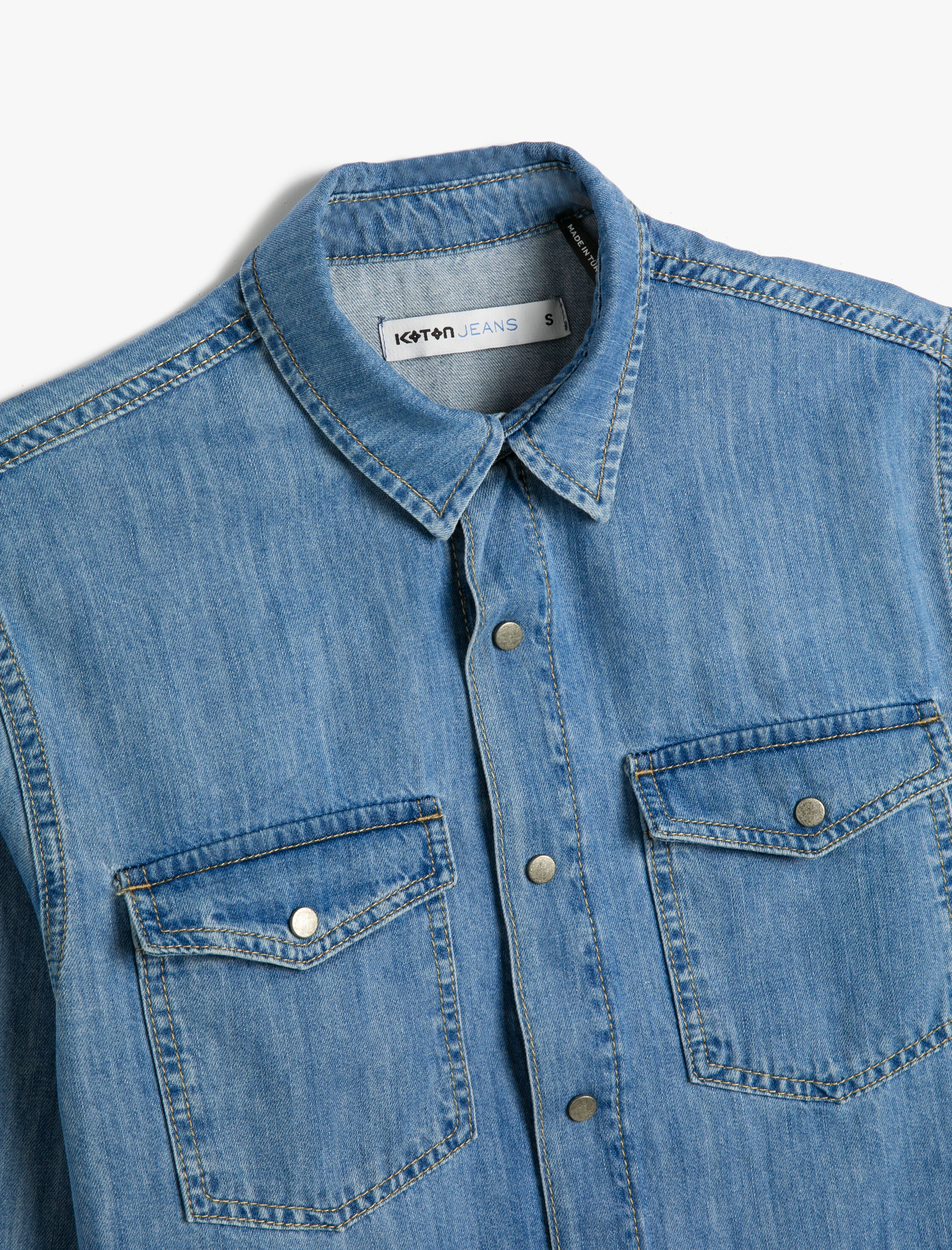   Kot Gömlek Ceket Çıtçıt Düğmeli Cep Detaylı Klasik Yaka